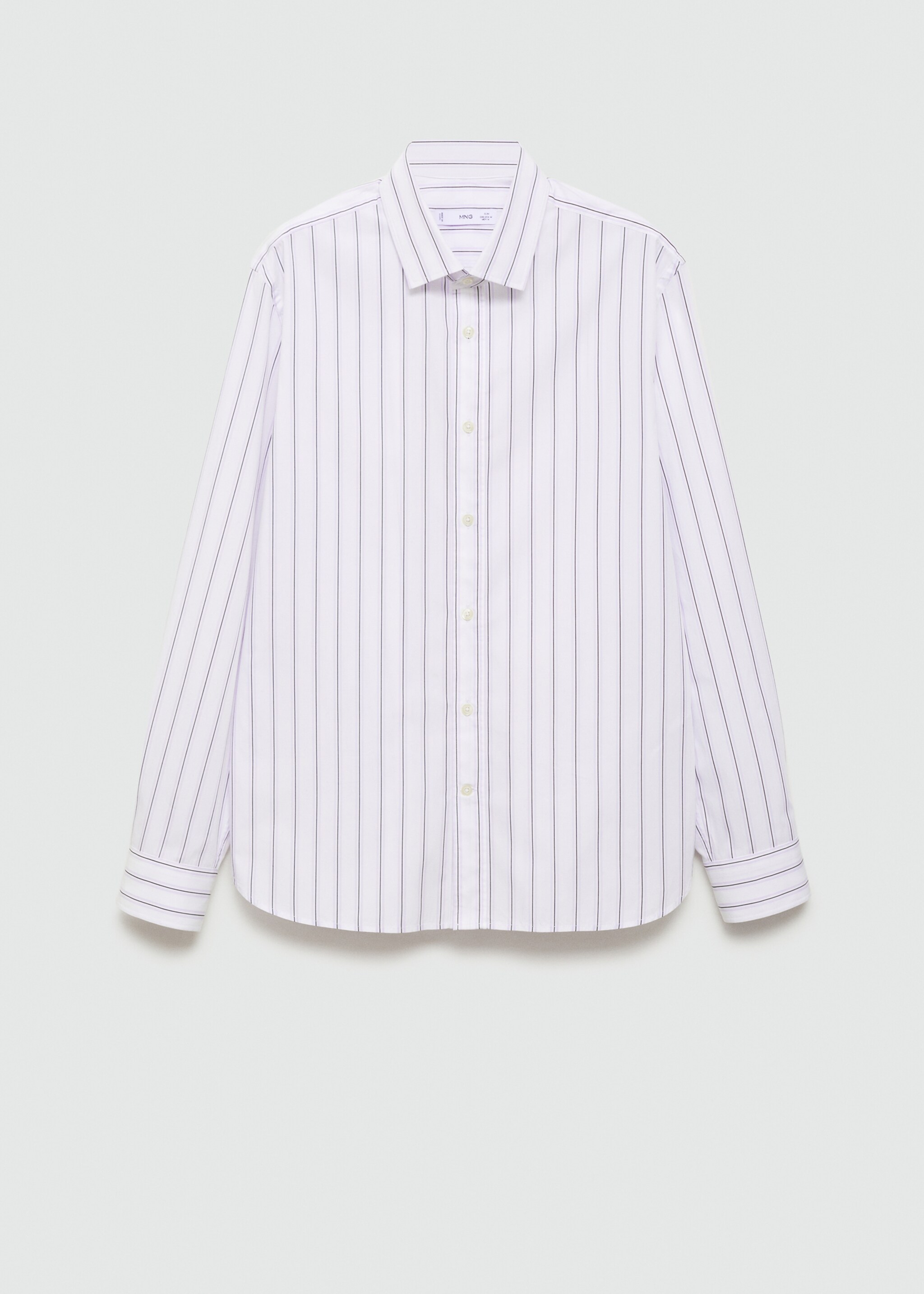 Regular-fit striped cotton shirt - Article without model, Violet. Ref: 77024451-00.