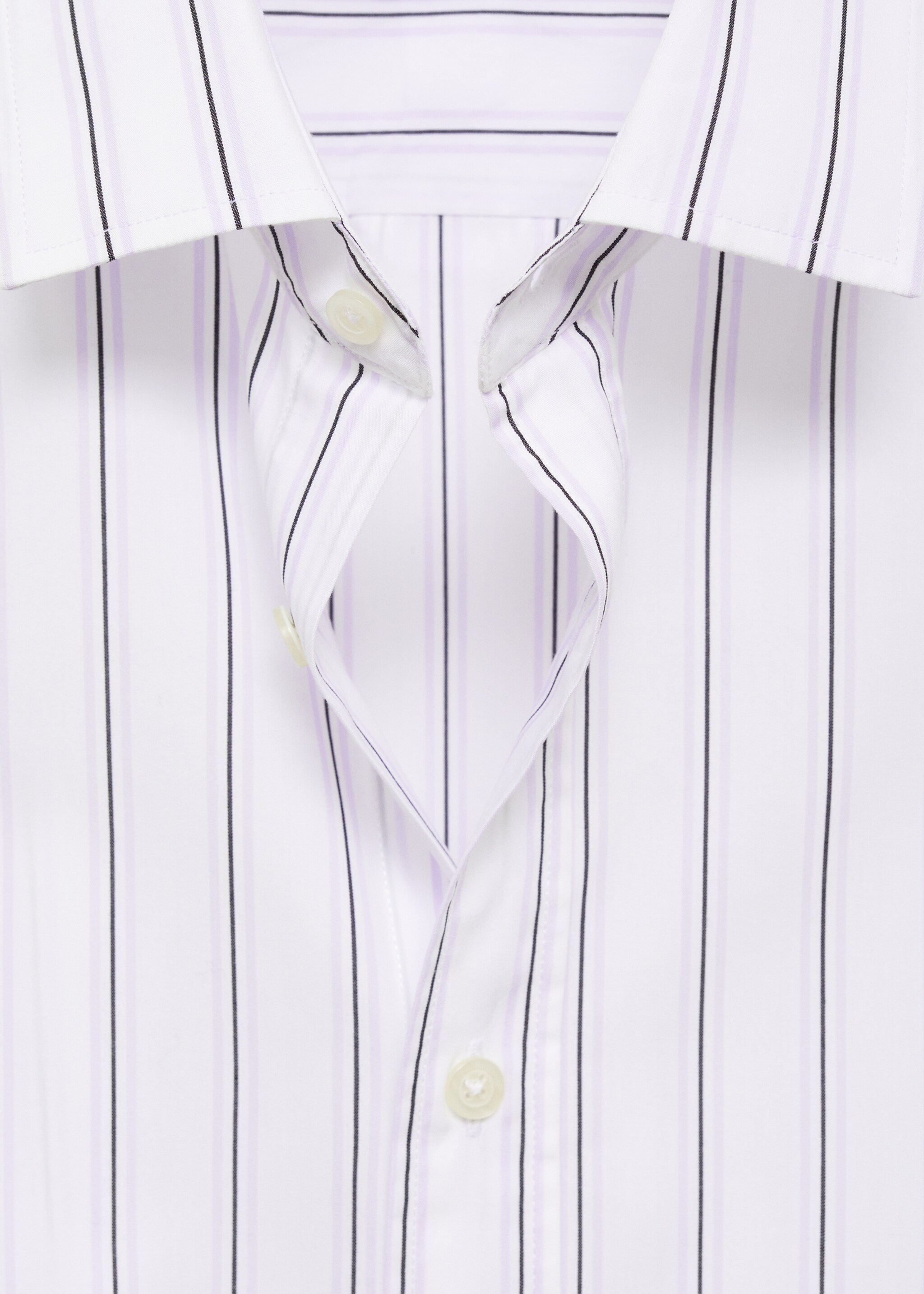 Regular-fit striped cotton shirt - Details of the article 8, Violet. Ref: 77024451-00.