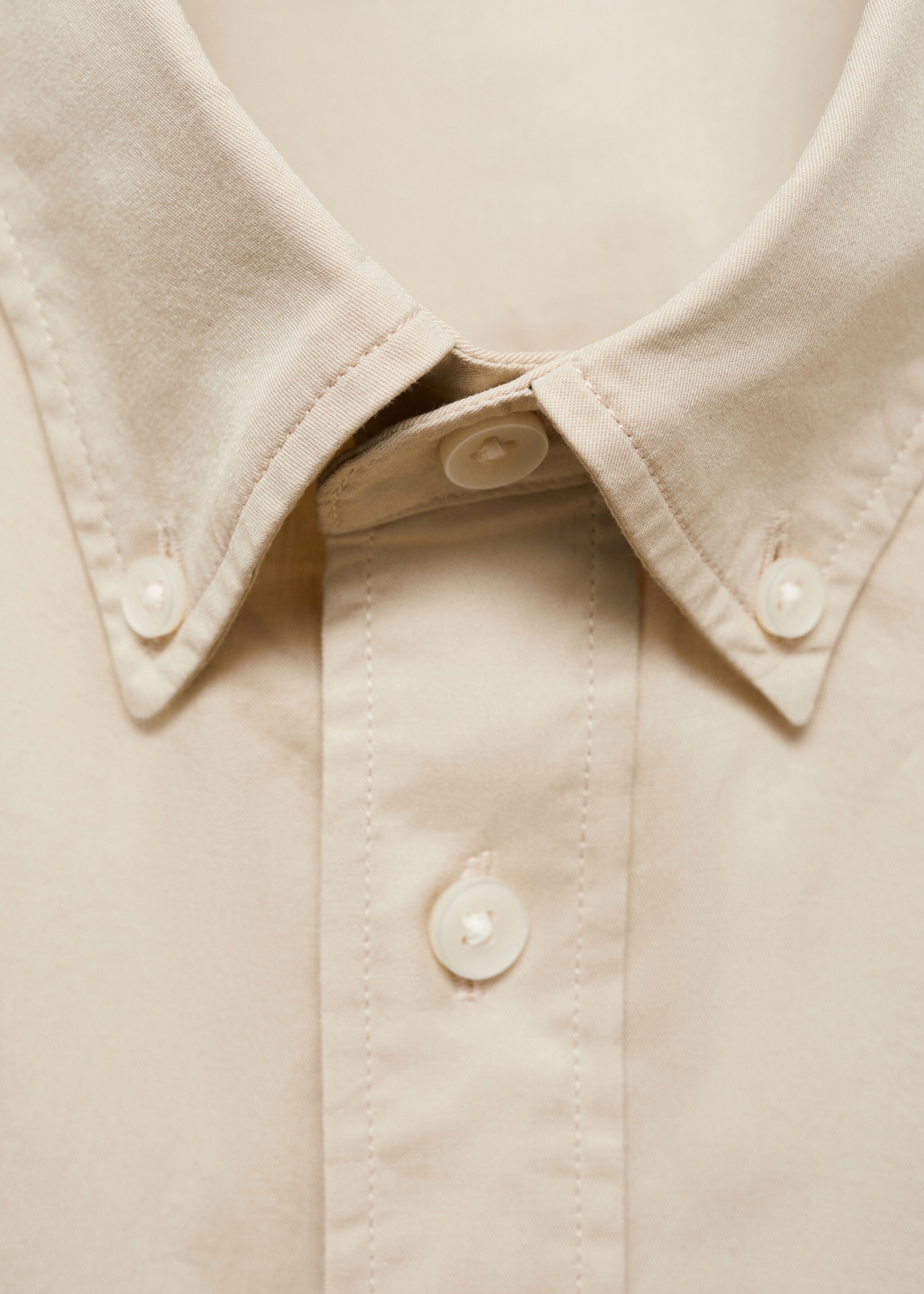 Regular fit cotton shirt - Details of the article 8, Beige. Ref: 77024452-00.