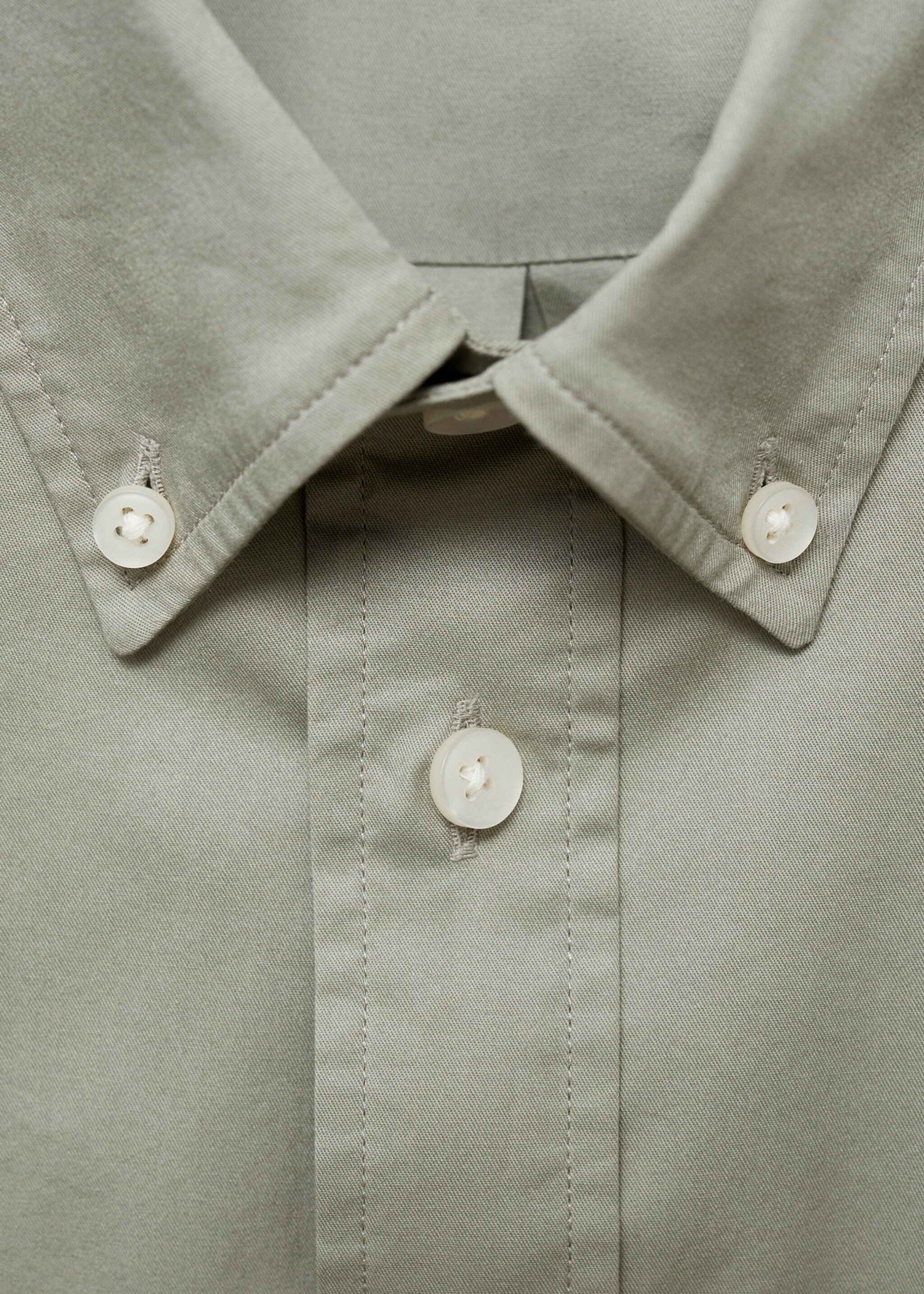 Regular fit cotton shirt - Details of the article 8, Khaki. Ref: 77024452-00.