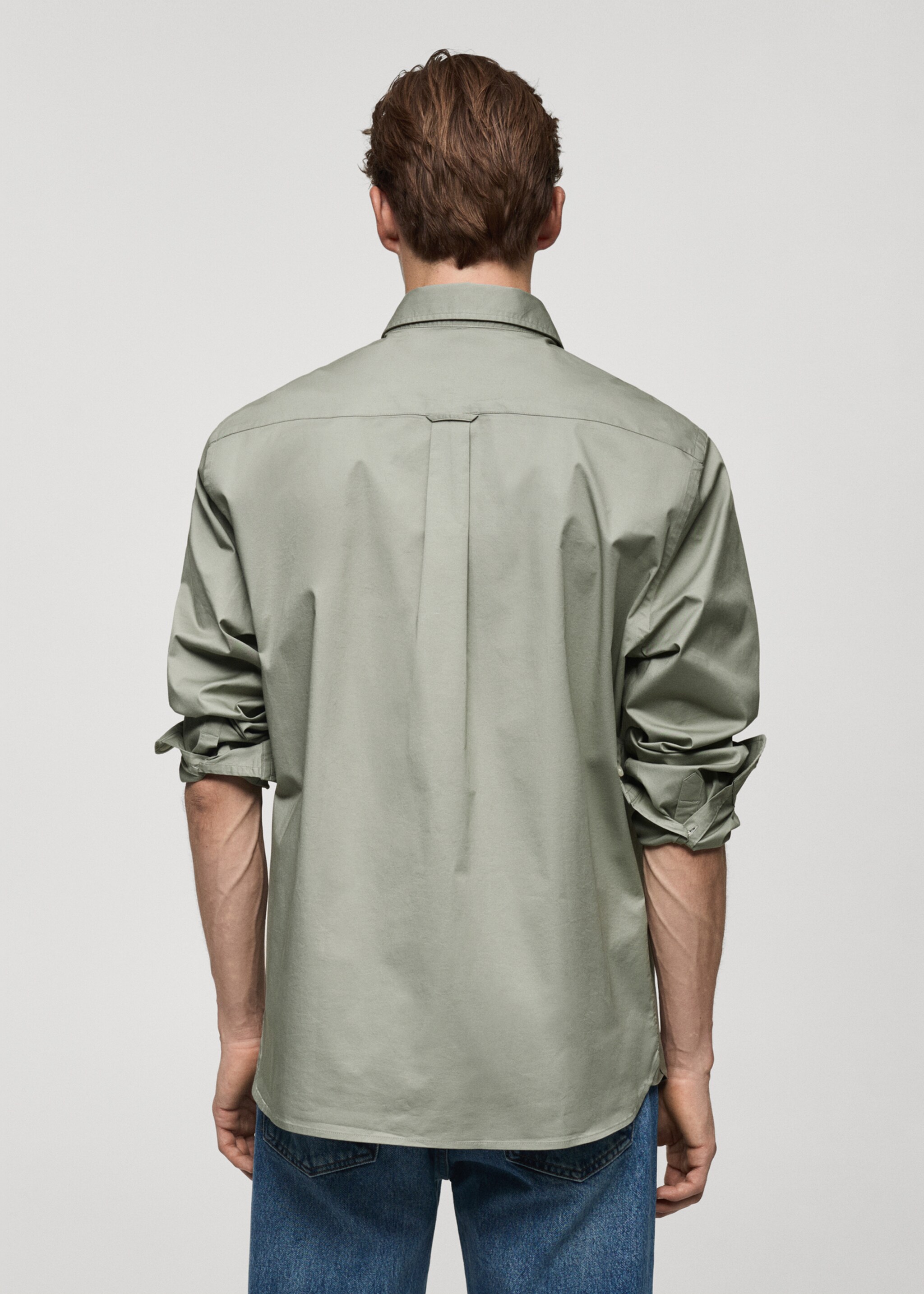 Regular fit cotton shirt - Reverse of the article, Khaki. Ref: 77024452-00.