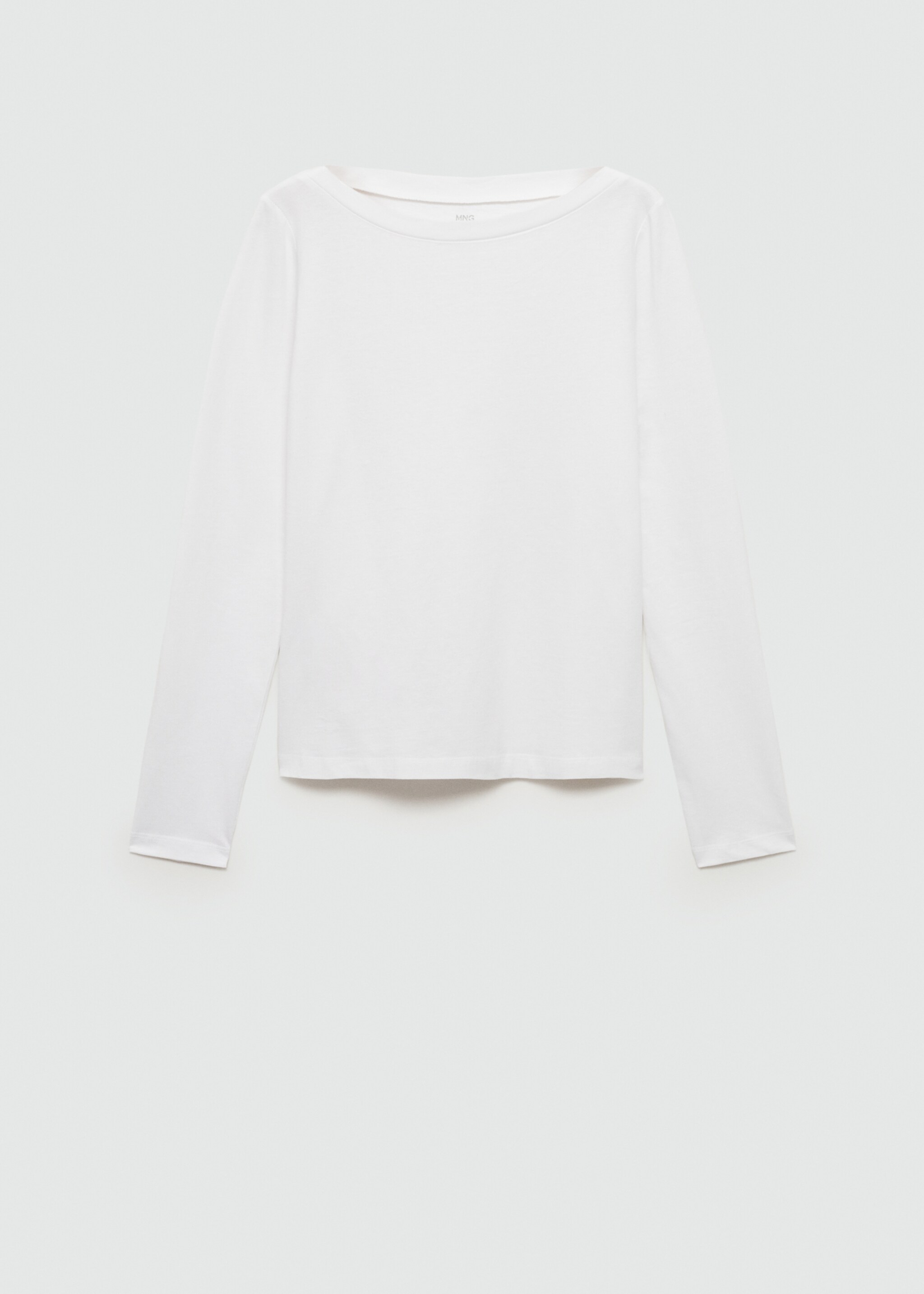 Long-sleeved boat-neck t-shirt - Article without model, White. Ref: 77024761-00.