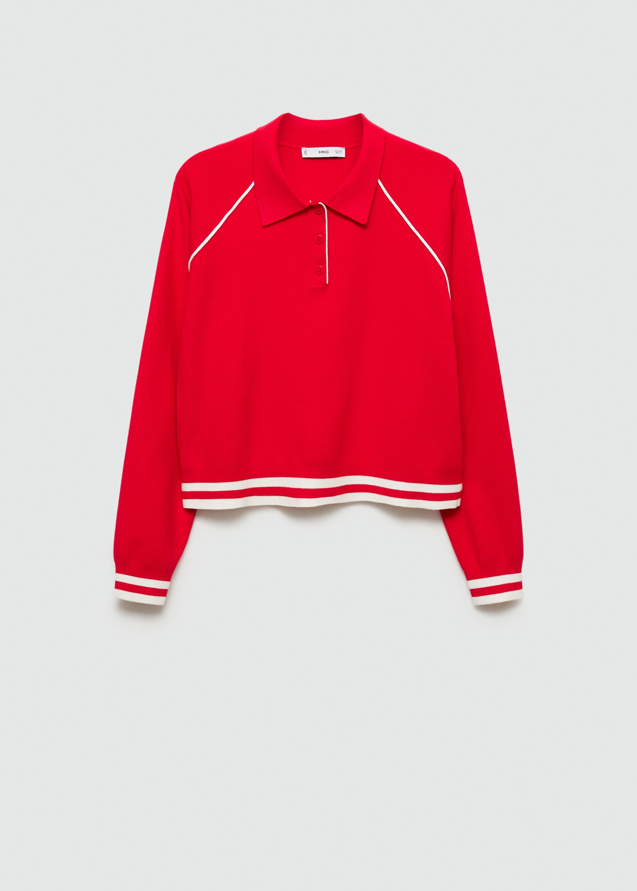 Trui met contrasterende afwerkingen - Artikel zonder model, Rood. Ref: 77024762-00.