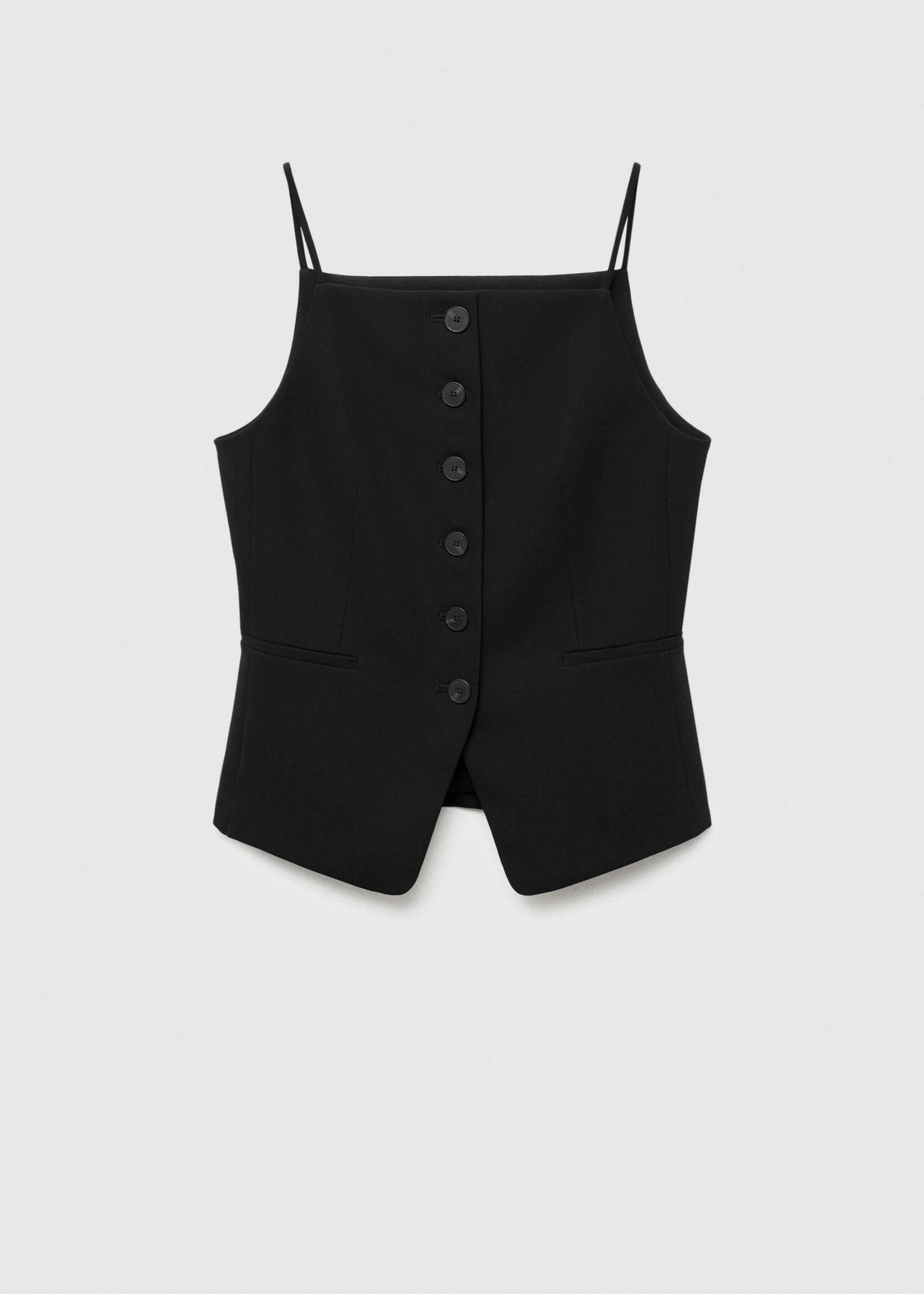 Halter-neck gilet with buttons - Article without model, Black. Ref: 77024767-00.