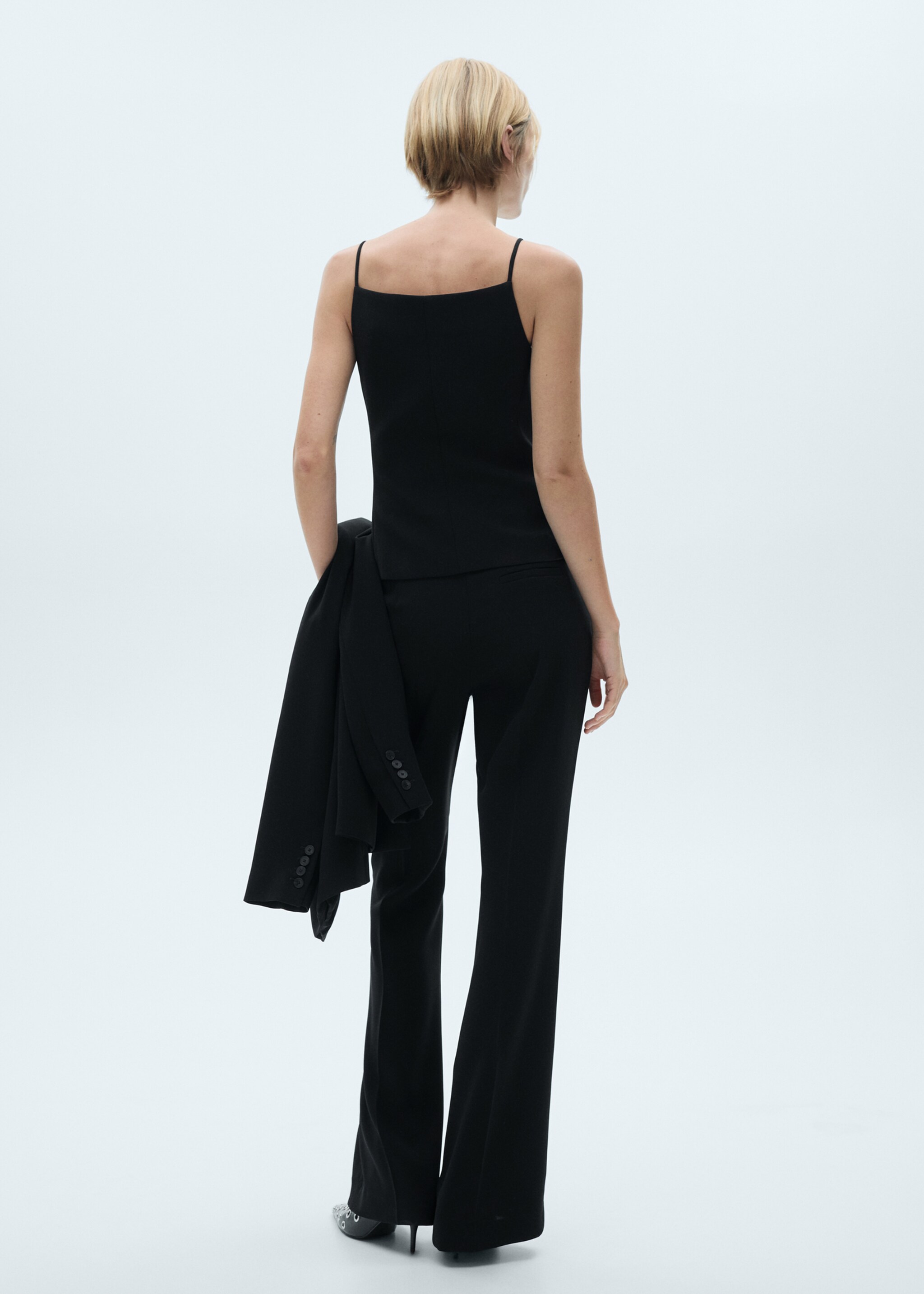 Halter-neck gilet with buttons - Reverse of the article, Black. Ref: 77024767-00.