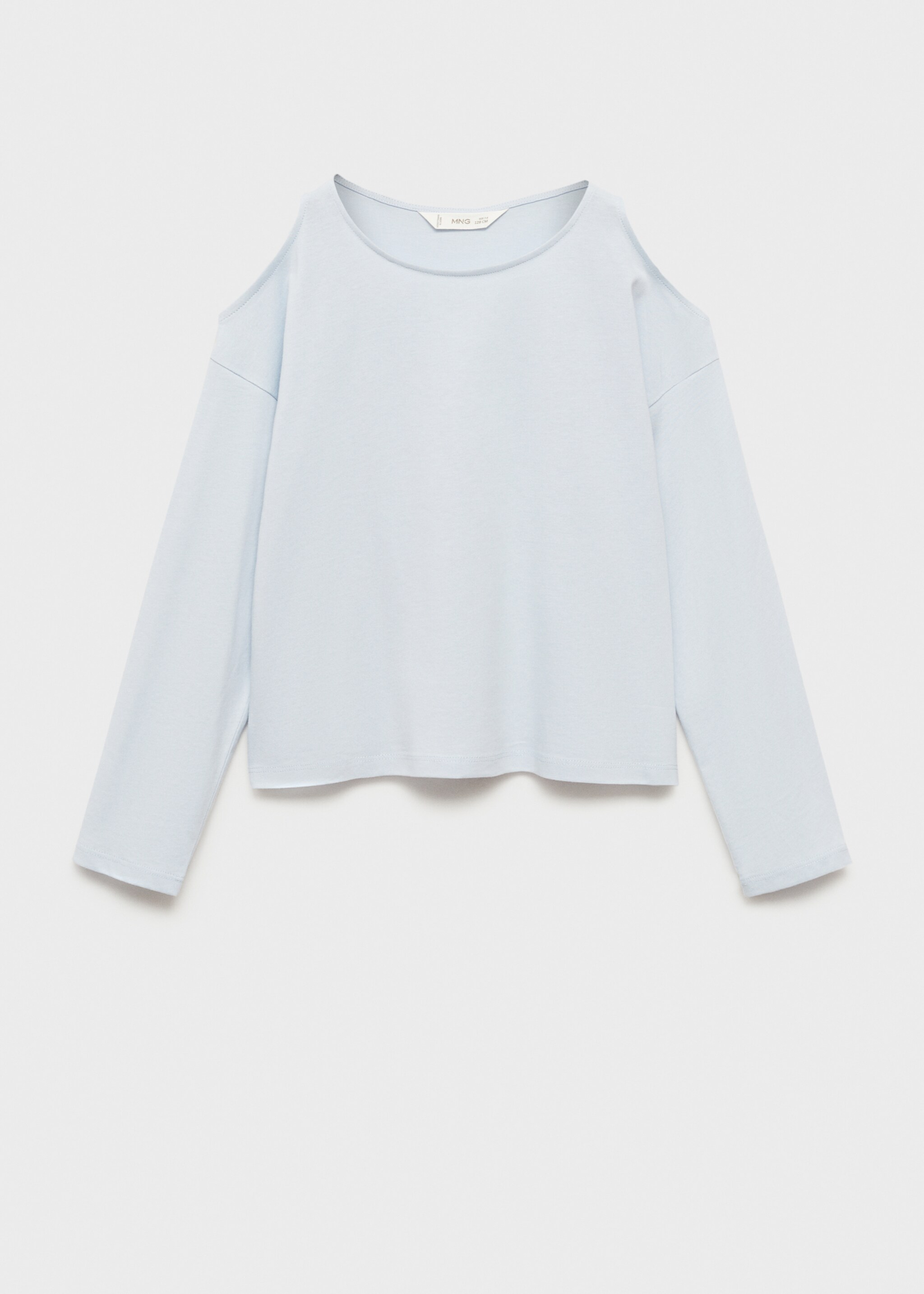 Long-sleeve t-shirt with cut-out - Article without model, Sky Blue. Ref: 77024775-00.