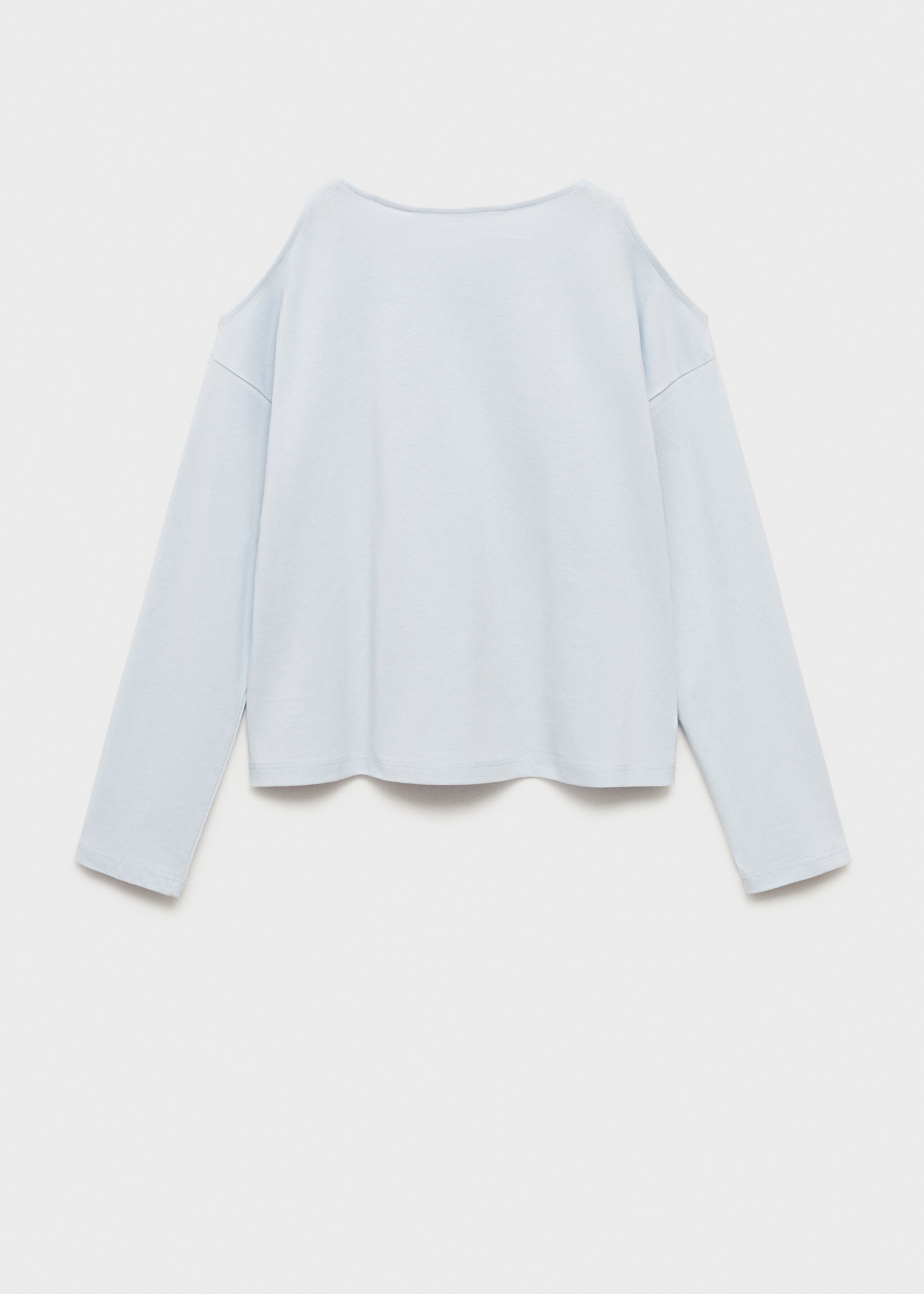 Long-sleeve t-shirt with cut-out - Reverse of the article, Sky Blue. Ref: 77024775-00.