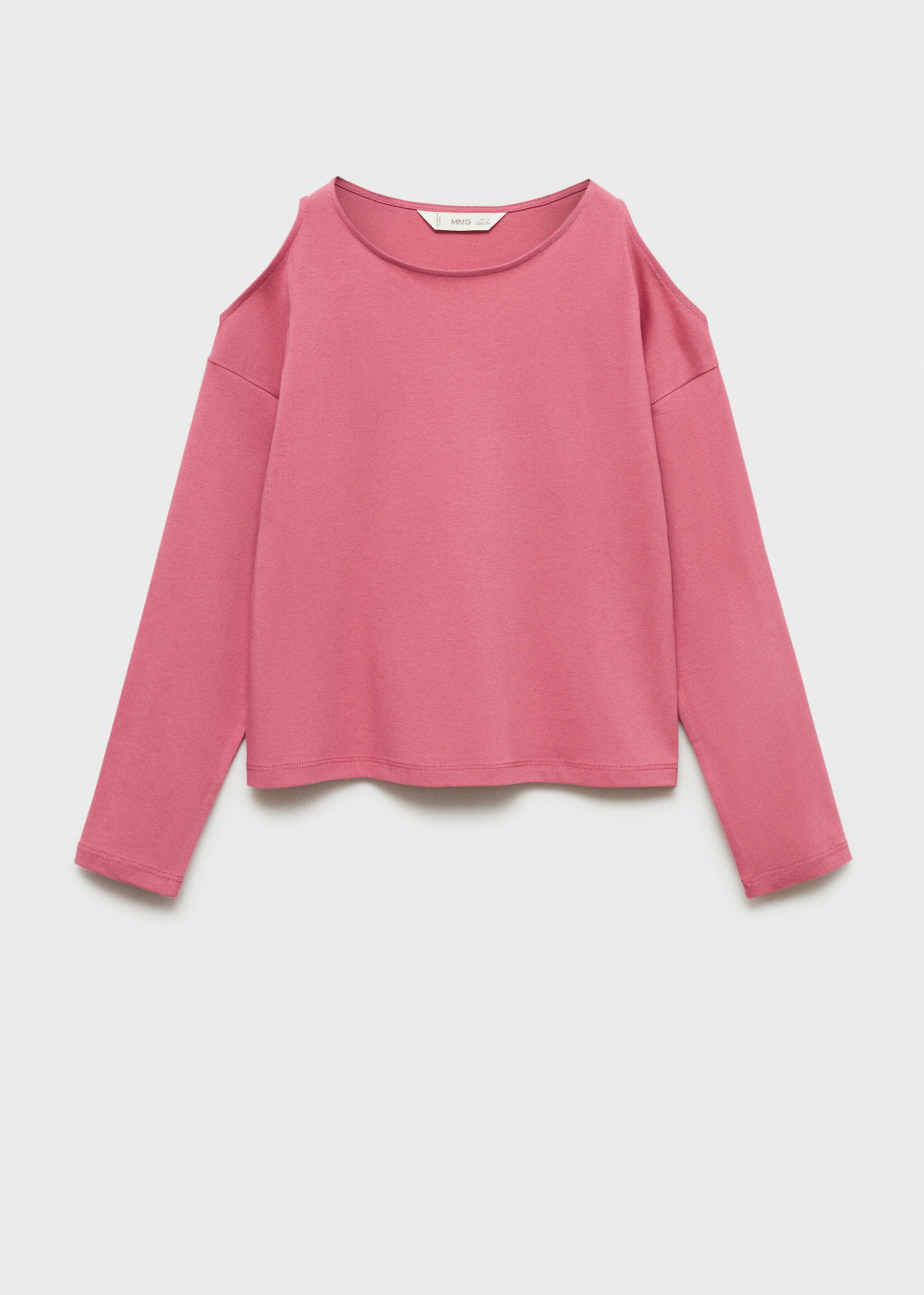 Long-sleeve t-shirt with cut-out - Article without model, Medium Pink. Ref: 77024775-00.