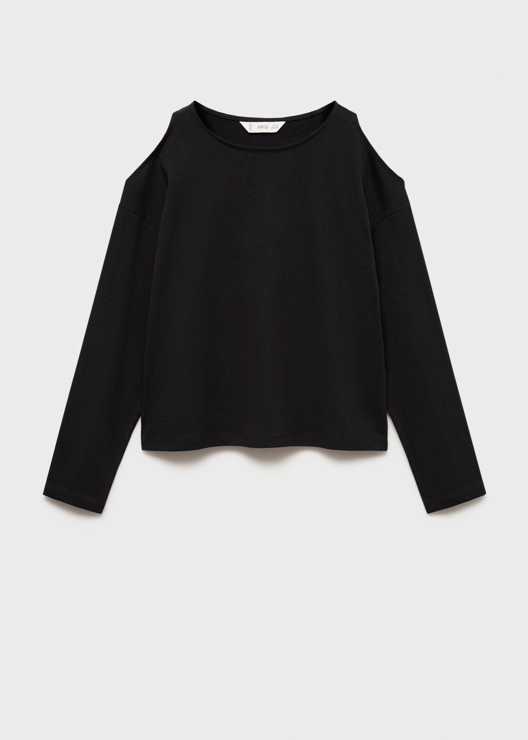 Long-sleeve t-shirt with cut-out - Article without model, Black. Ref: 77024775-00.