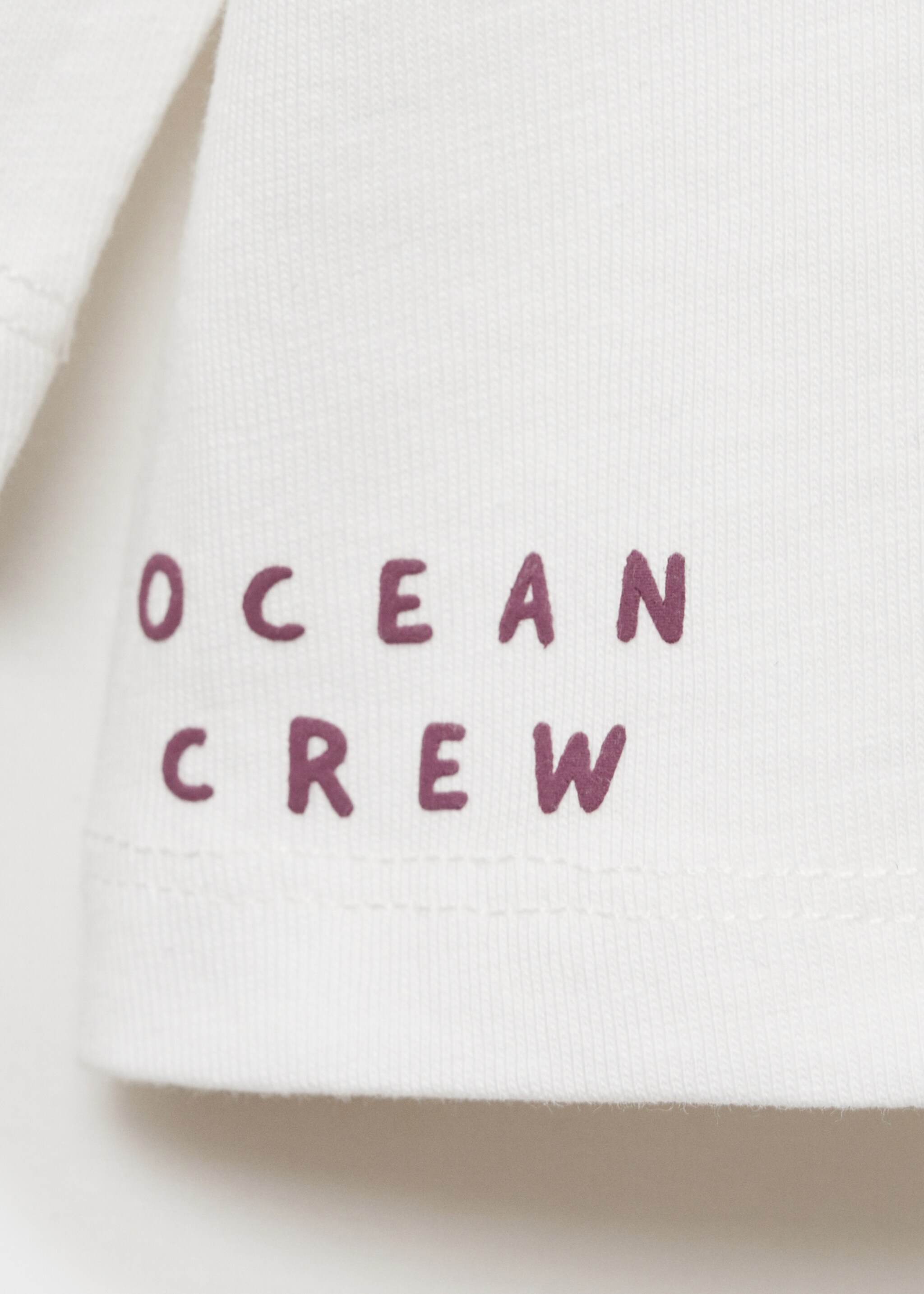 Baumwoll-T-Shirt mit besticktem Detail - Detail des Artikels 0, Cremeweiß. Ref: 77024777-00.