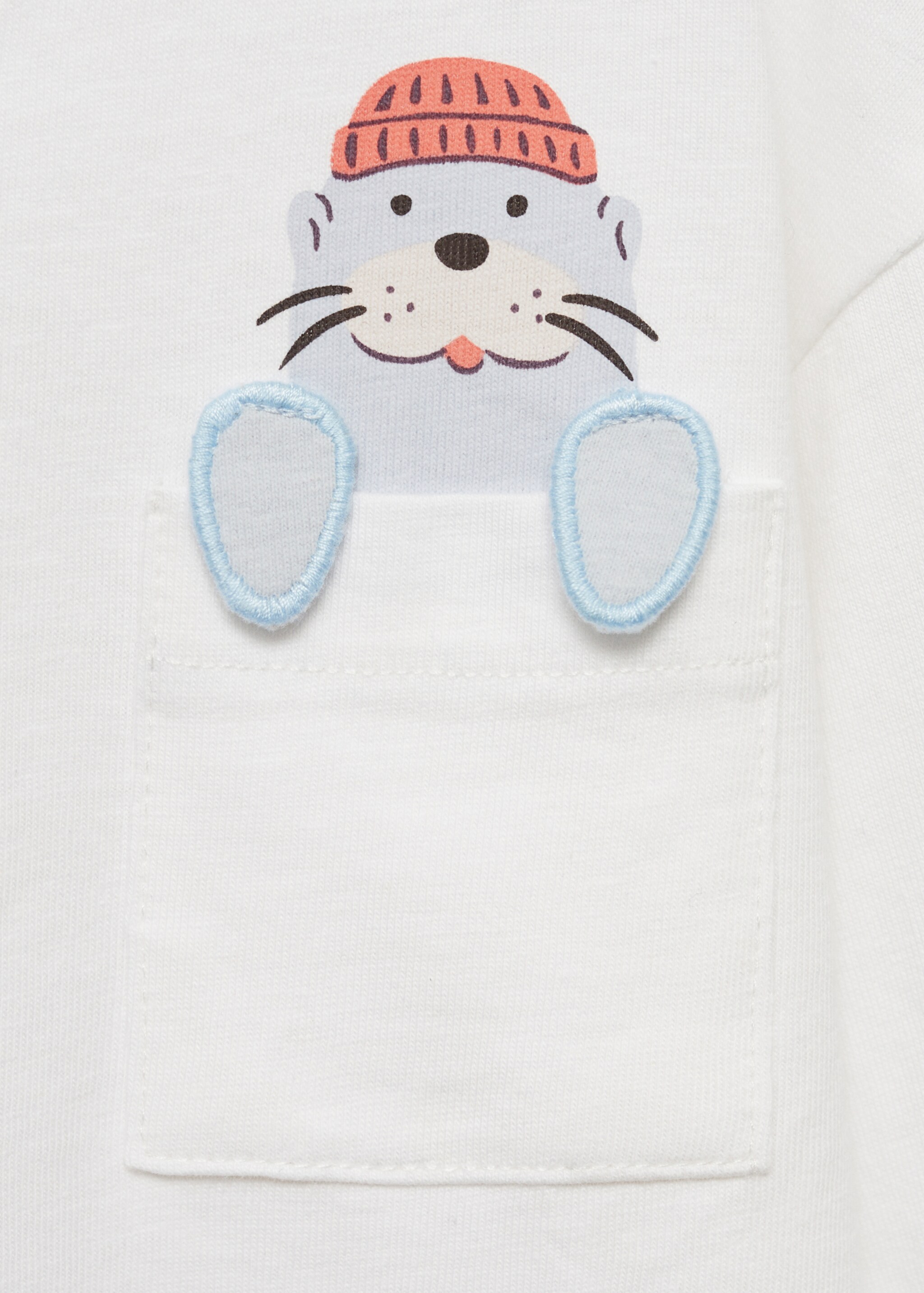 Baumwoll-T-Shirt mit besticktem Detail - Detail des Artikels 8, Cremeweiß. Ref: 77024777-00.