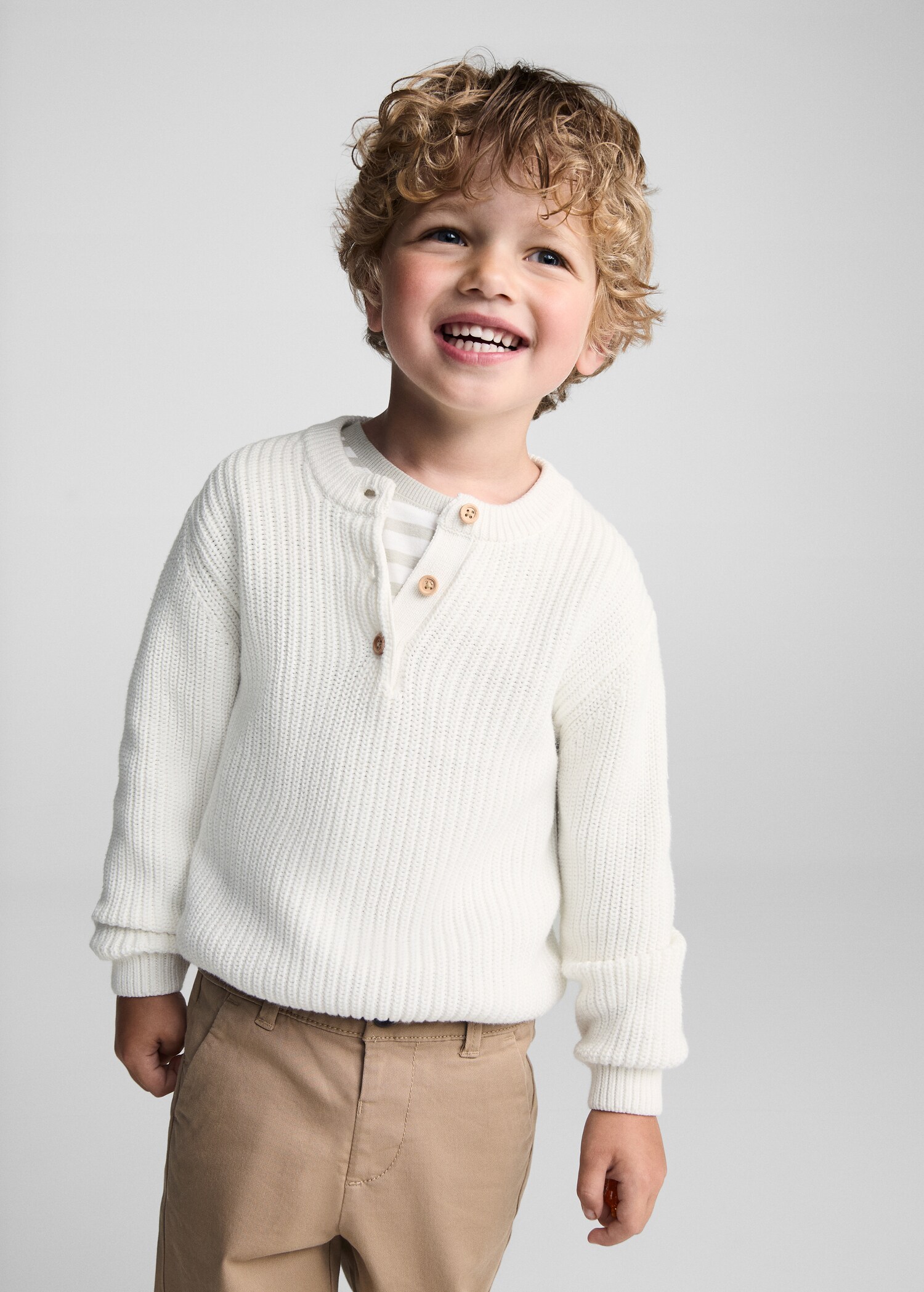Buttoned collar knit sweater - Medium plane