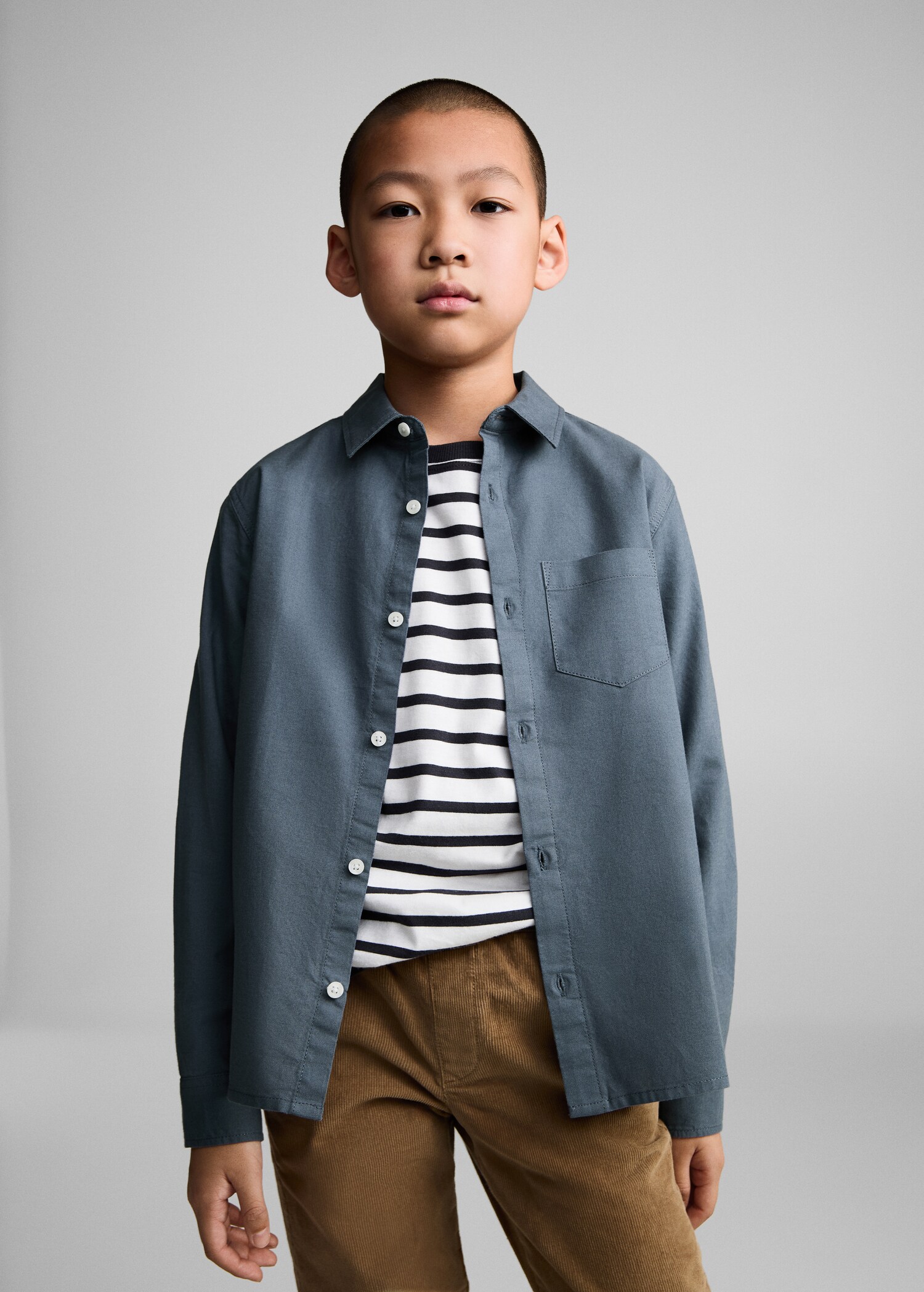 Chest-pocket cotton shirt - Medium plane