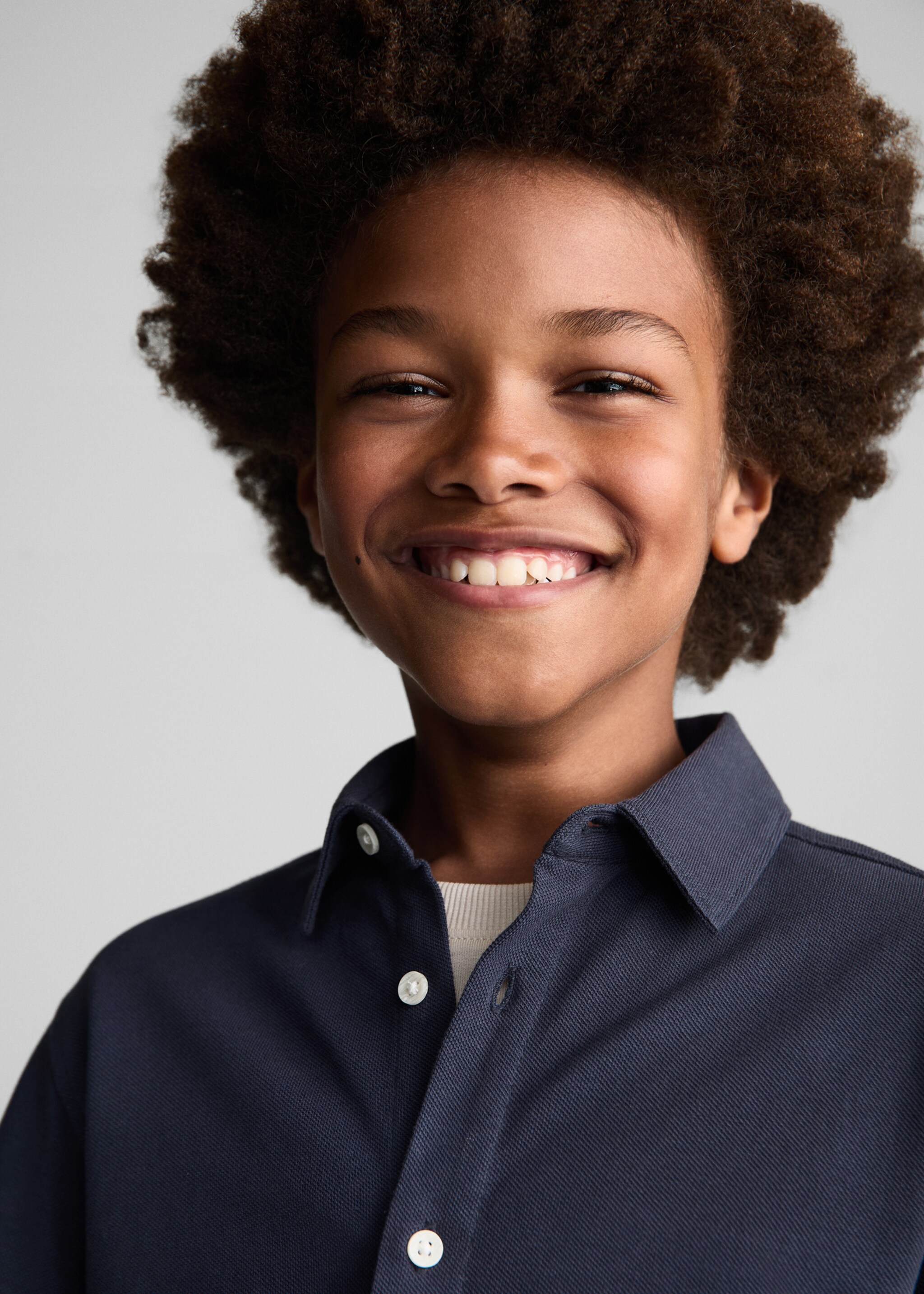 Cotton shirt - Details of the article 1, Blue. Ref: 77024783-00.