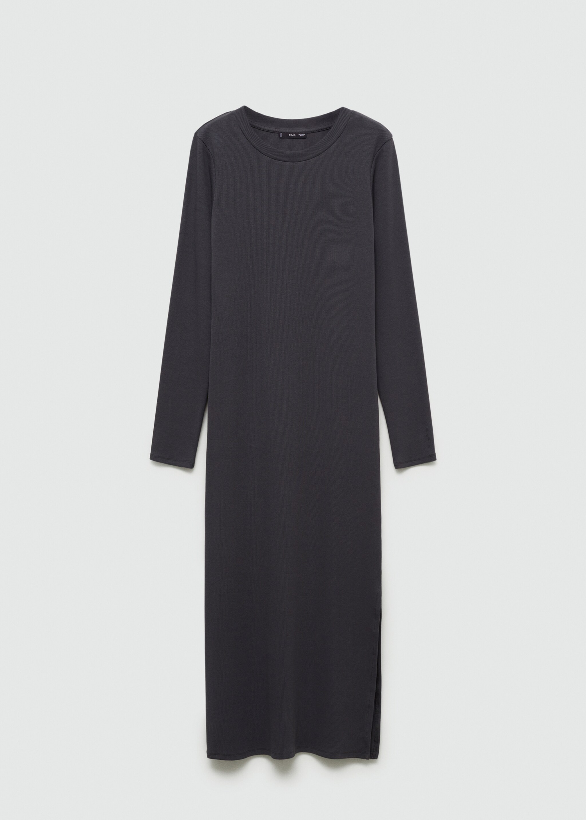 Geripptes Kleid mit Schlitz - Artikel ohne Model, Anthrazit. Ref: 77024787-00.