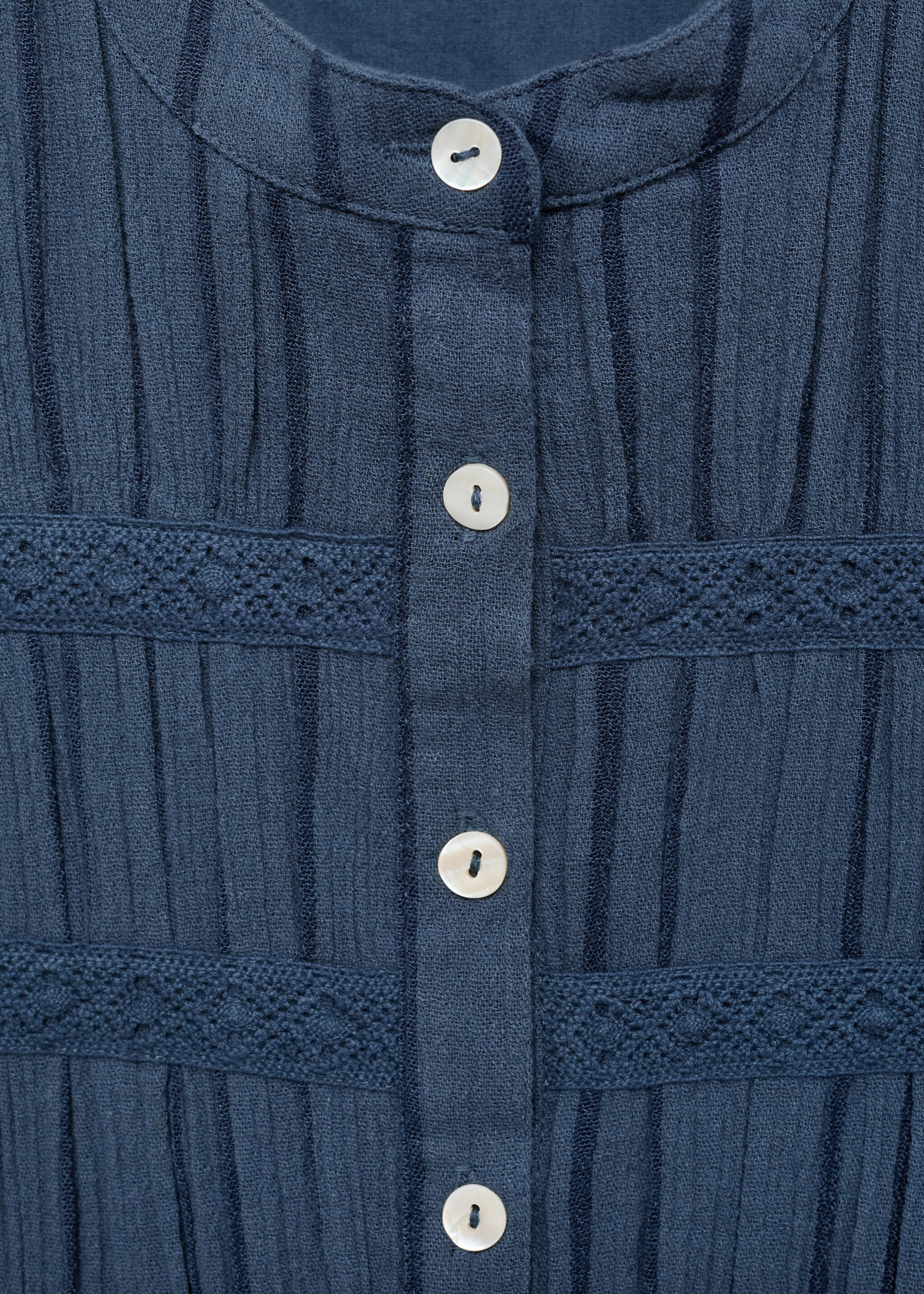 Robe coton manches bouffantes - Détail de l'article 8, Bleu pétrole. Ref: 77024789-00.