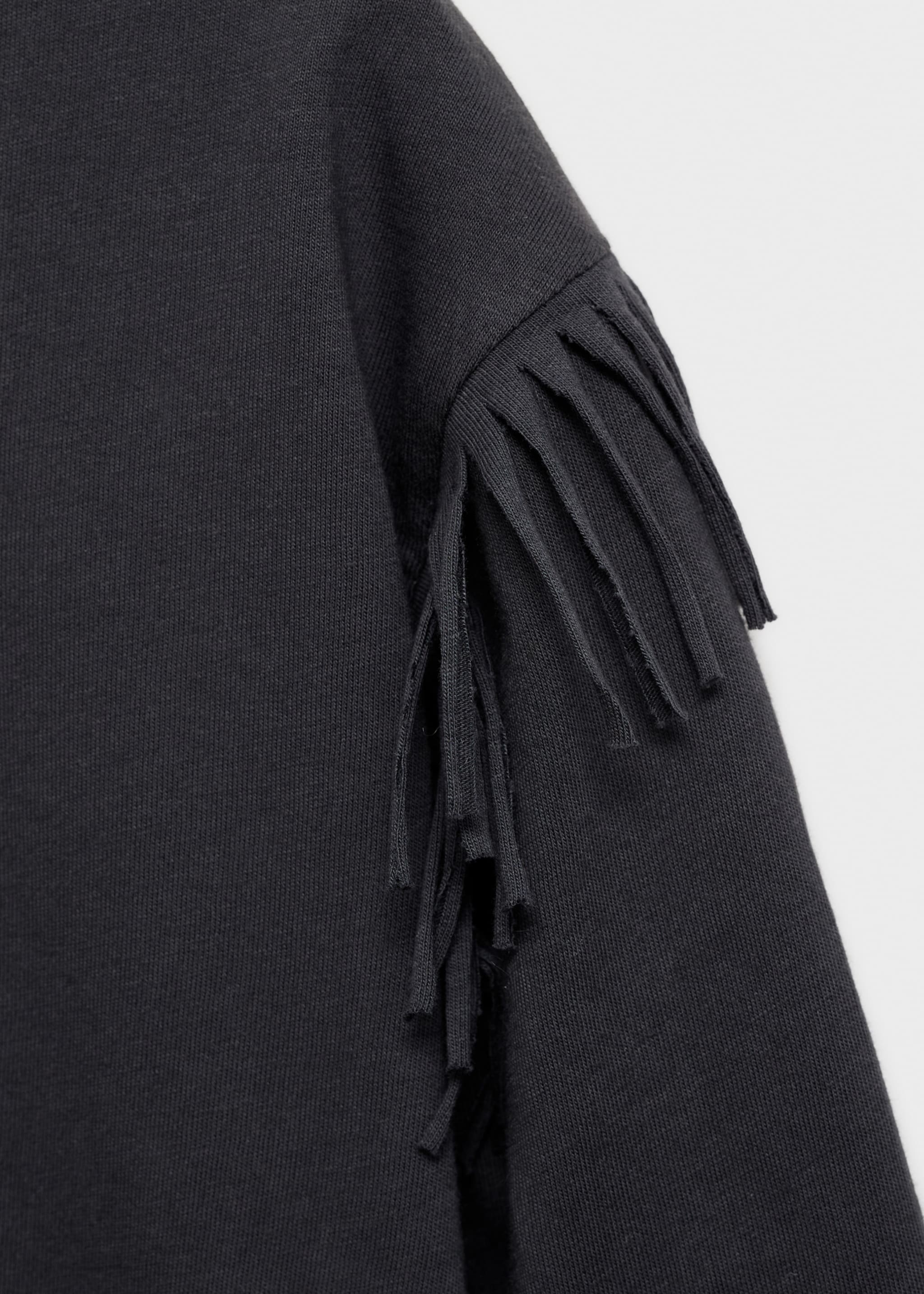 Fringe embroidery T-shirt - Details of the article 0, Charcoal. Ref: 77024799-00.