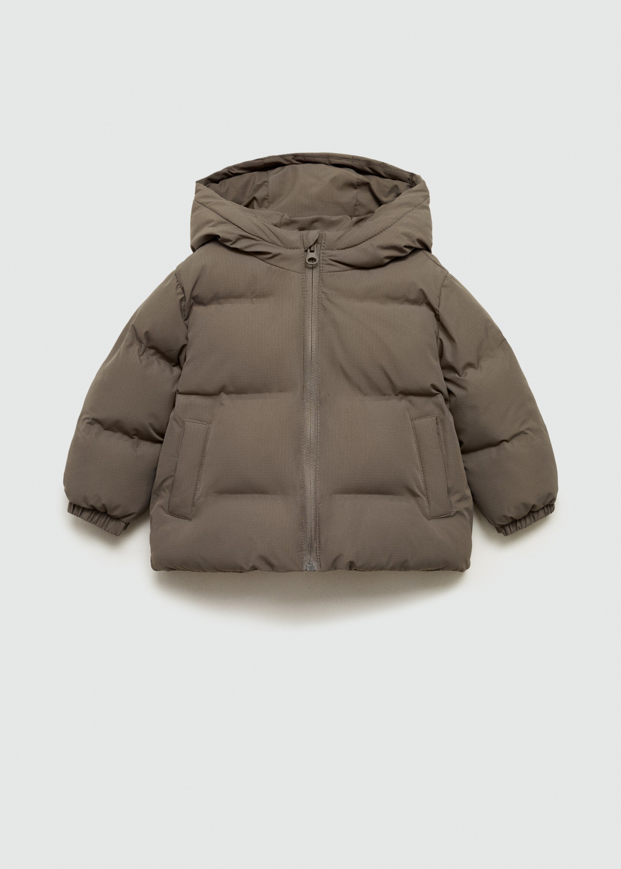 Hood quilted coat - Article without model, Dark Green. Ref: 77025149-00.