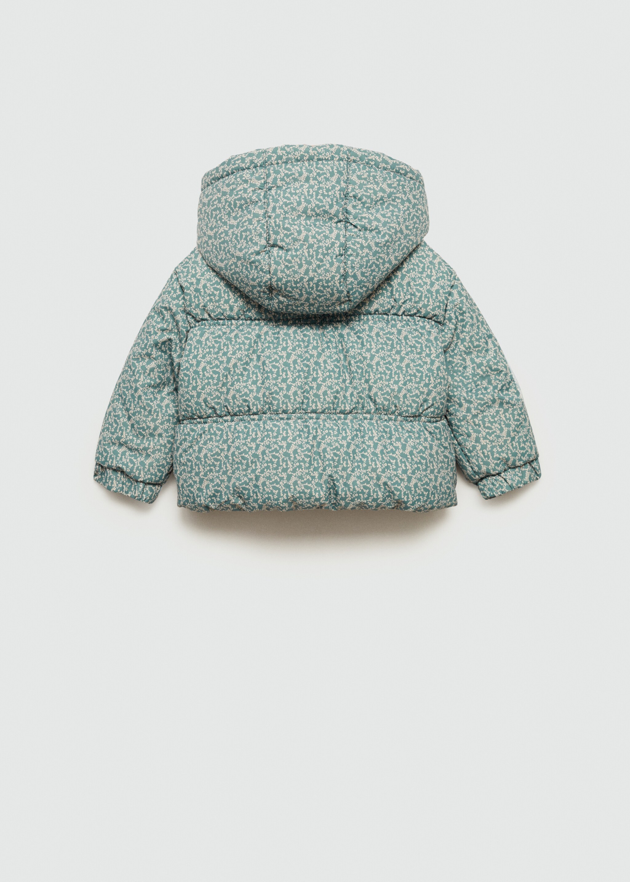 Flowers print quilted anorak - Reverse of the article, Pastel Green. Ref: 77025150-00.