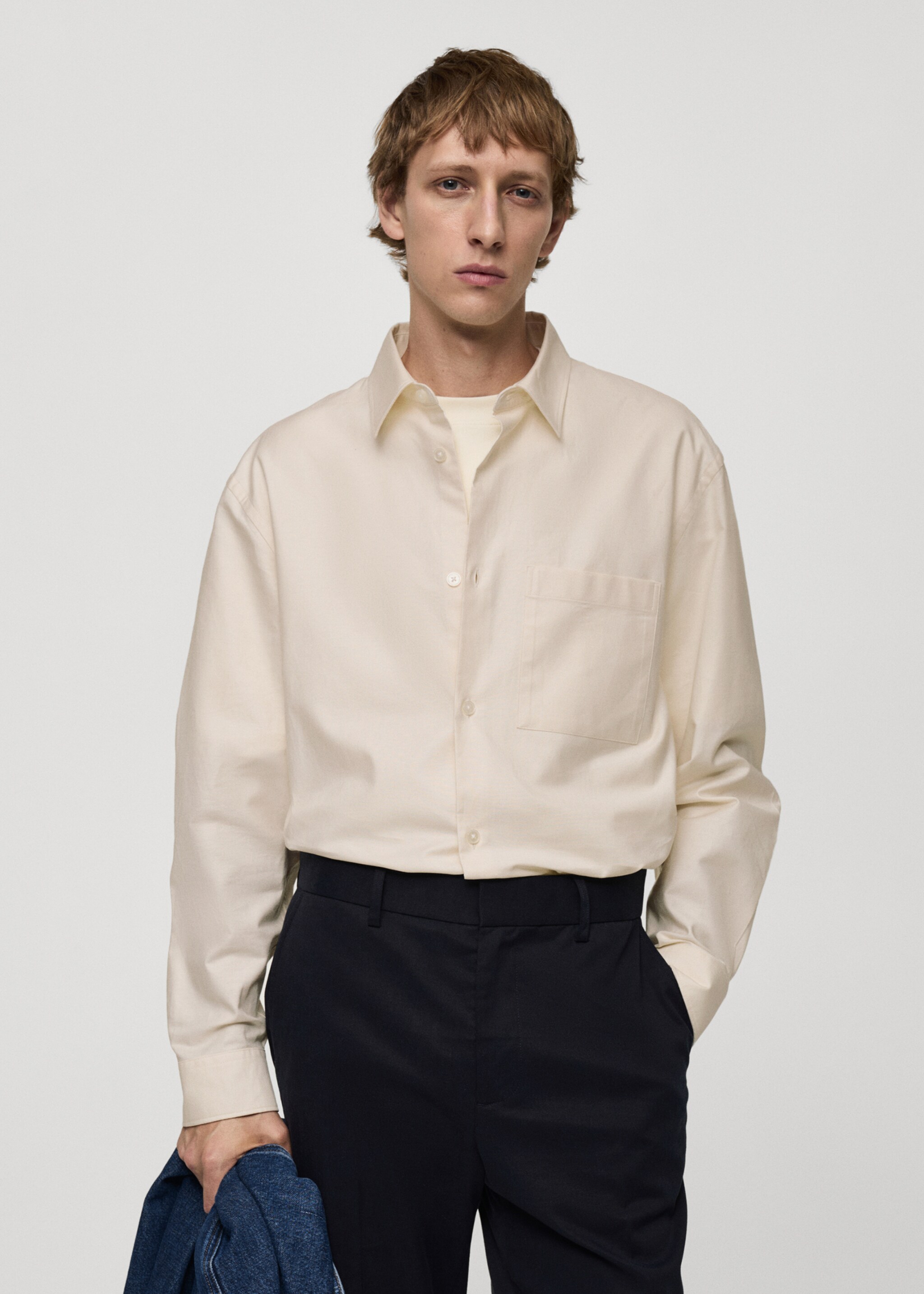 Relaxed-Fit-Oxford-Hemd aus Baumwolle - Mittlere Ansicht, Vanille. Ref: 77025633-00.
