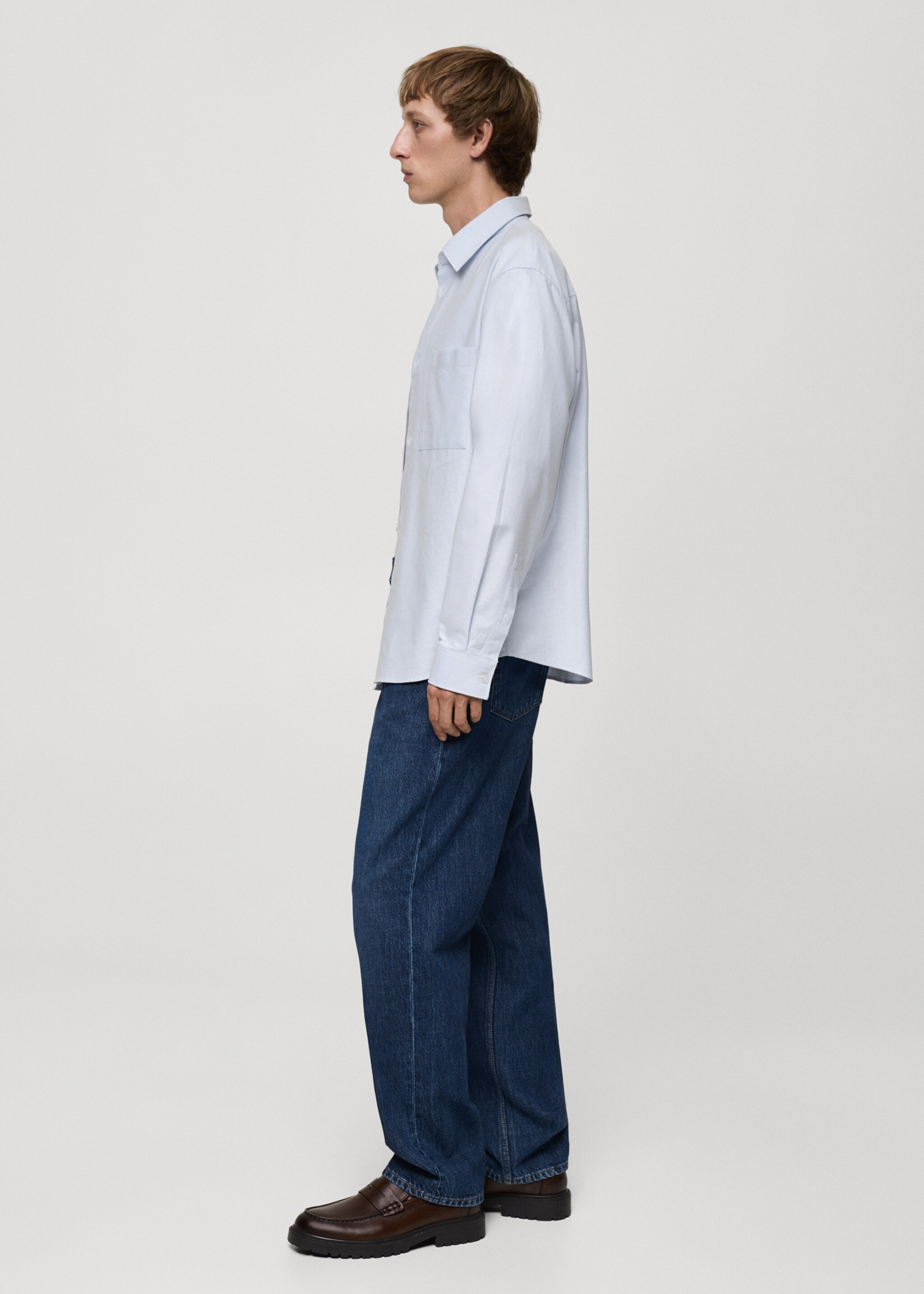 Relaxed-Fit-Oxford-Hemd aus Baumwolle - Detail des Artikels 2, Himmelblau. Ref: 77025633-00.