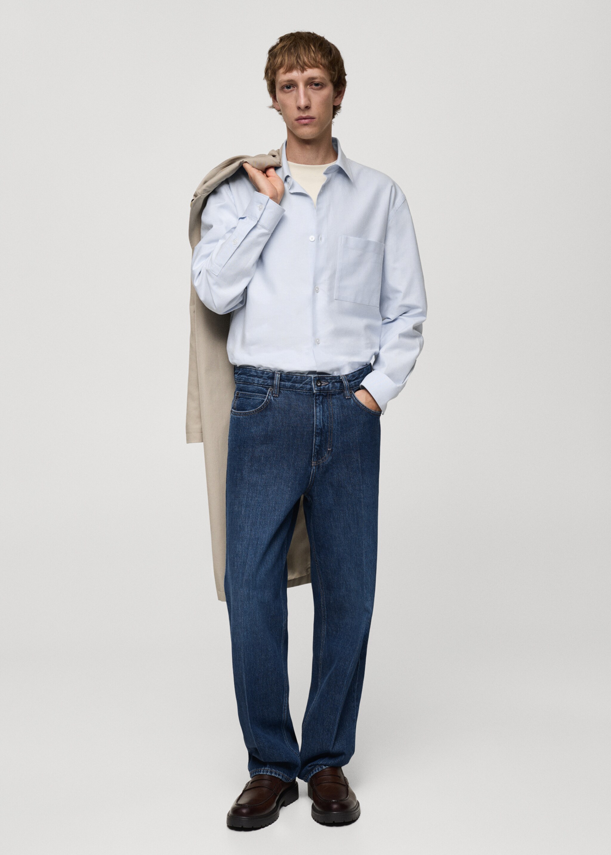 Relaxed-Fit-Oxford-Hemd aus Baumwolle - Detail des Artikels 6, Himmelblau. Ref: 77025633-00.