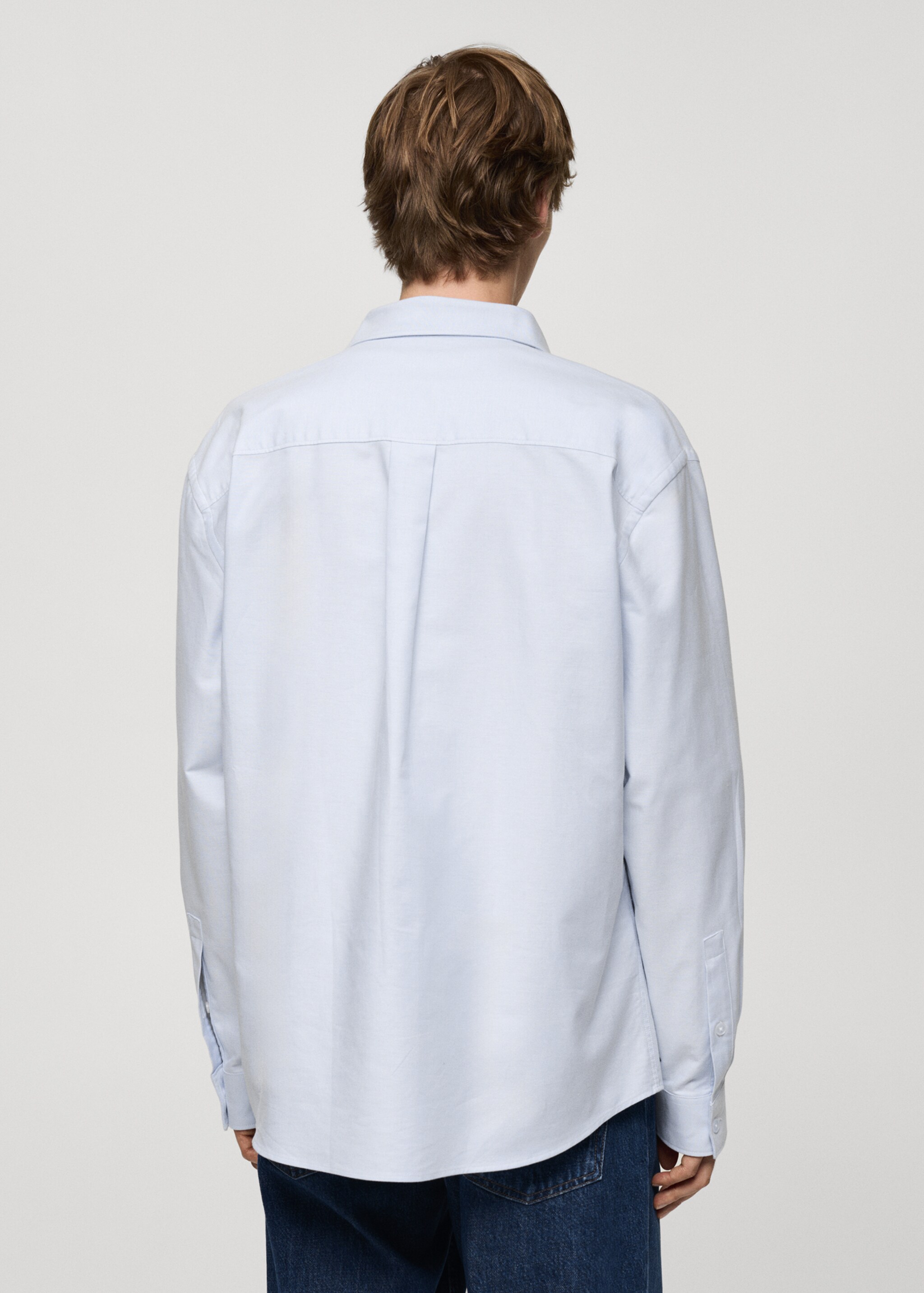 Relaxed-Fit-Oxford-Hemd aus Baumwolle - Rückseite des Artikels, Himmelblau. Ref: 77025633-00.