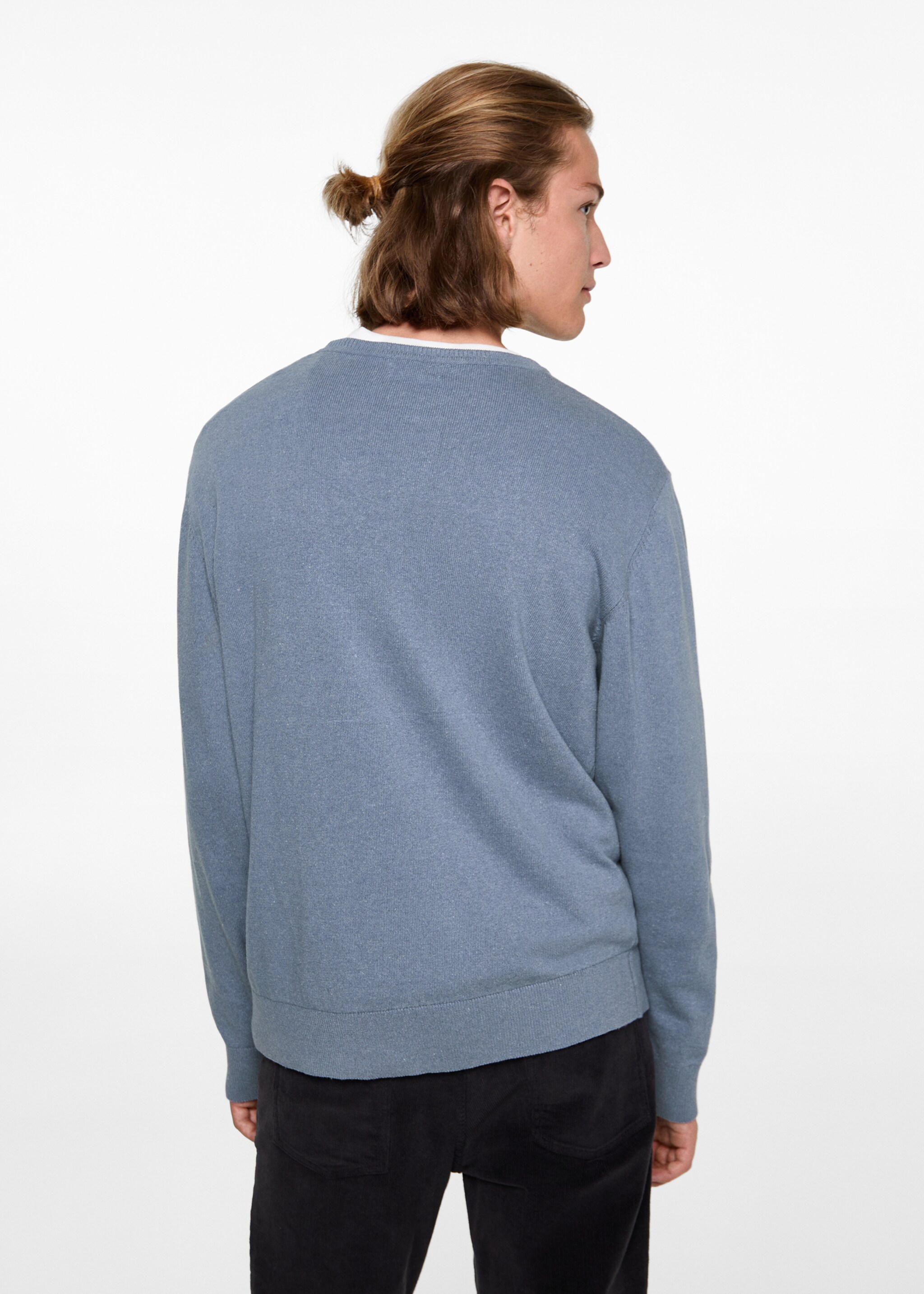 Pull-over maille col rond - Verso de l’article, Bleu. Ref: 77025634-00.