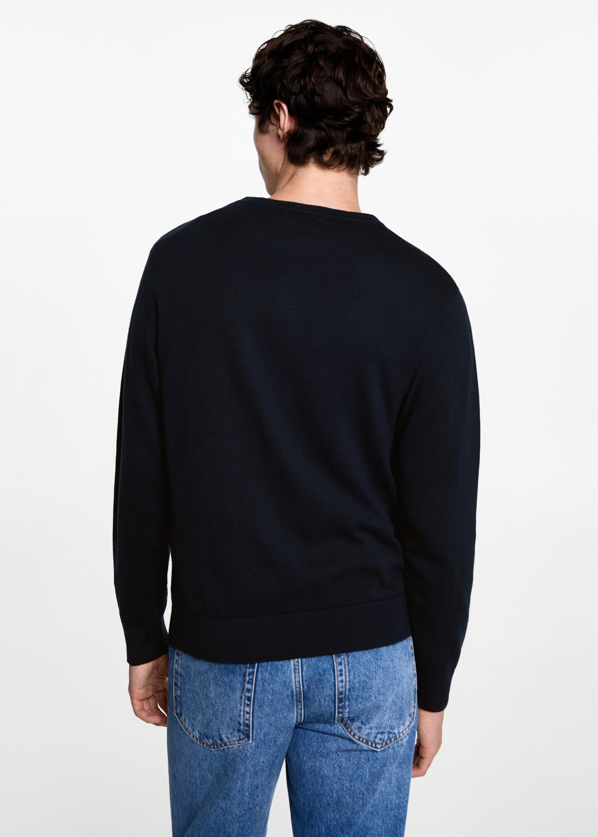 Pull-over maille col rond - Verso de l’article, Bleu marine foncé. Ref: 77025634-00.