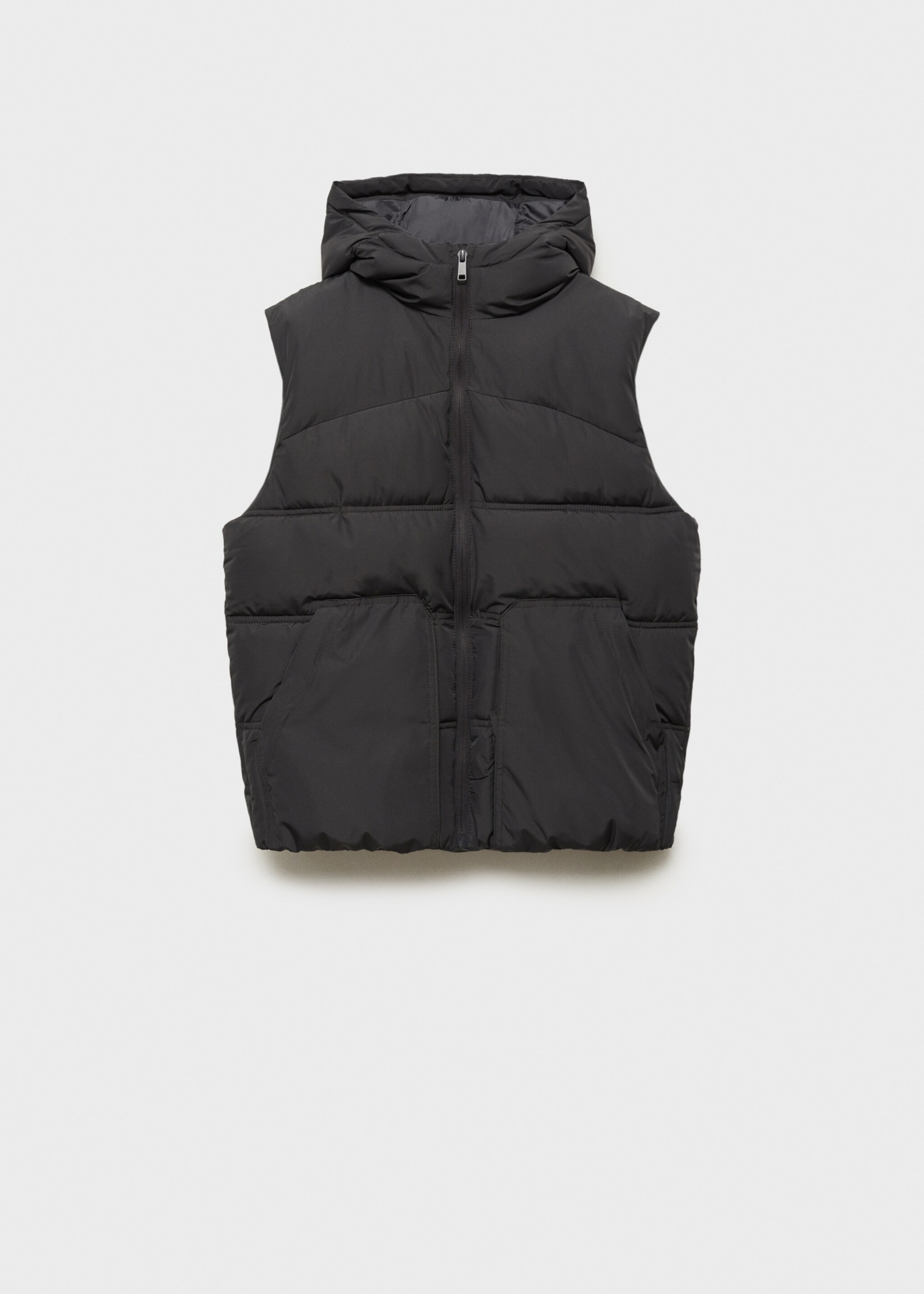 Gilet matelassé à capuche - Article sans modèle, Gris anthracite. Ref: 77025635-00.