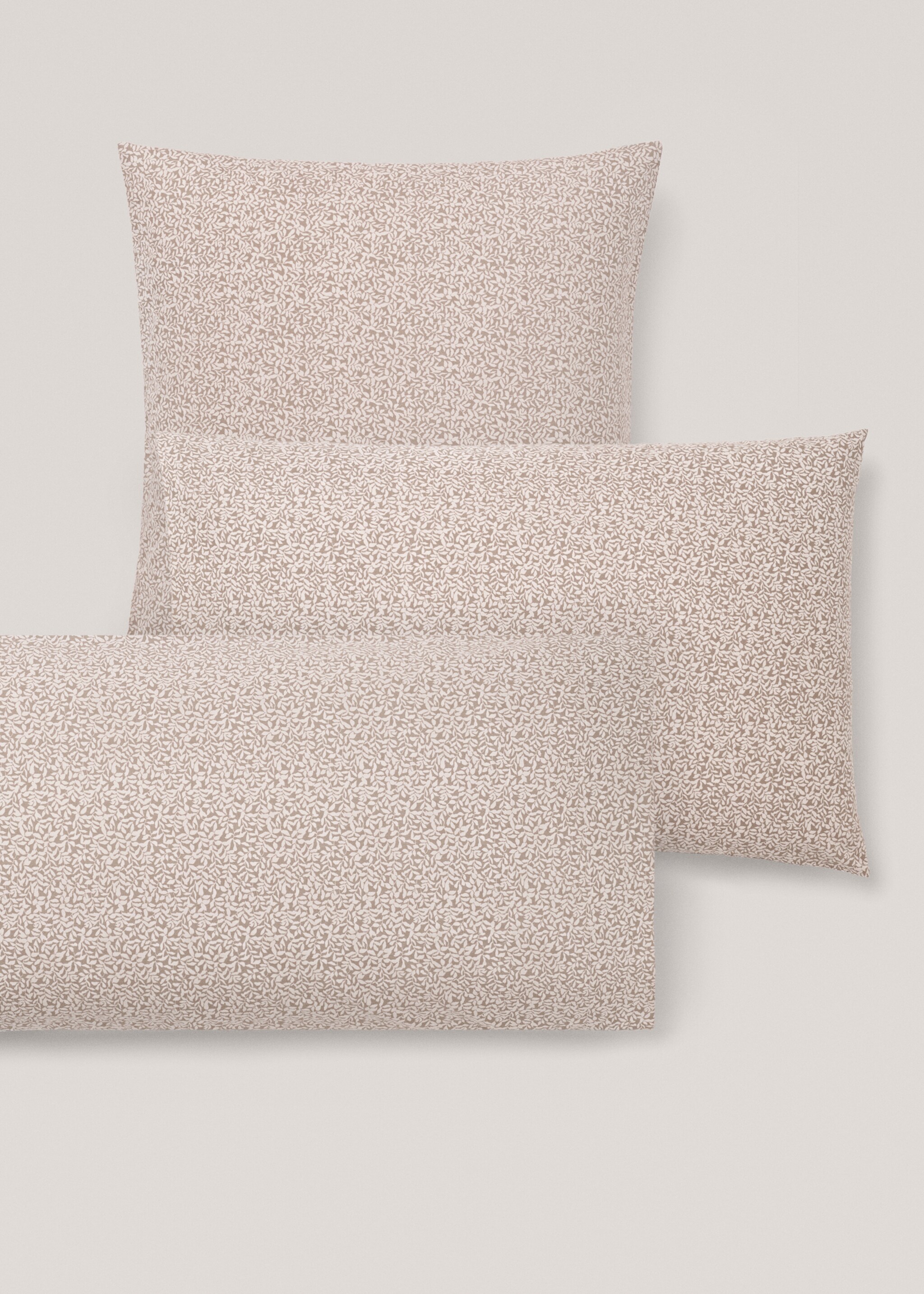 Micro-flower printed pillowcase 50x75cm - Details of the article 4, Medium Brown. Ref: 77025637-00.