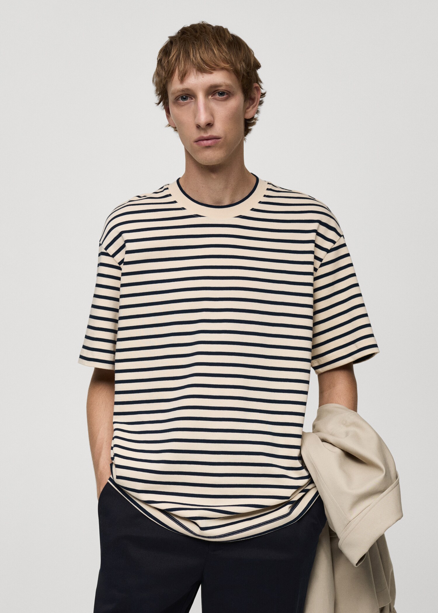 100% cotton relaxed-fit striped t-shirt - Medium plane