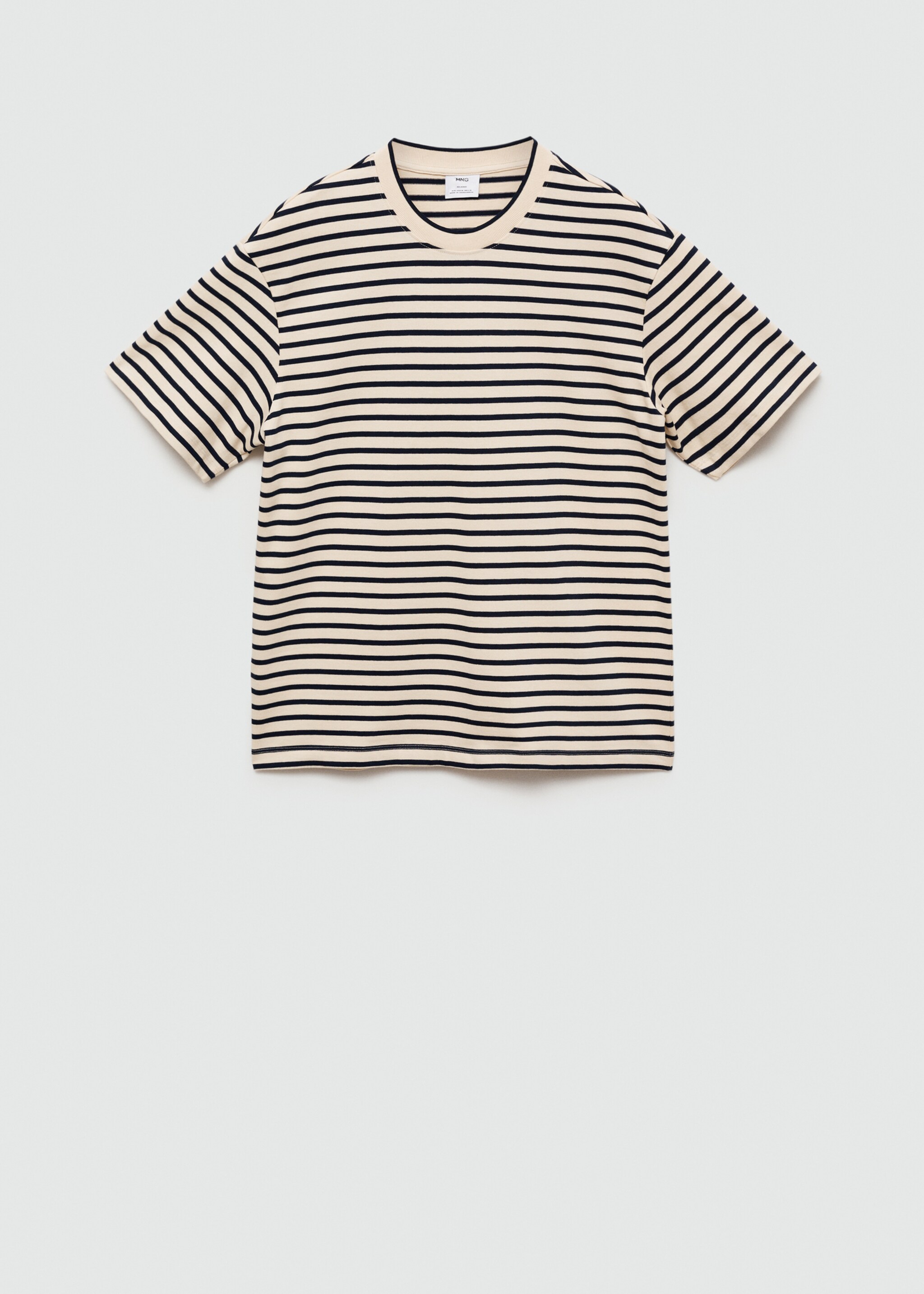 Gestreiftes Relaxed Fit-T-Shirt aus 100 % Baumwolle - Artikel ohne Model, Ecru. Ref: 77025639-00.