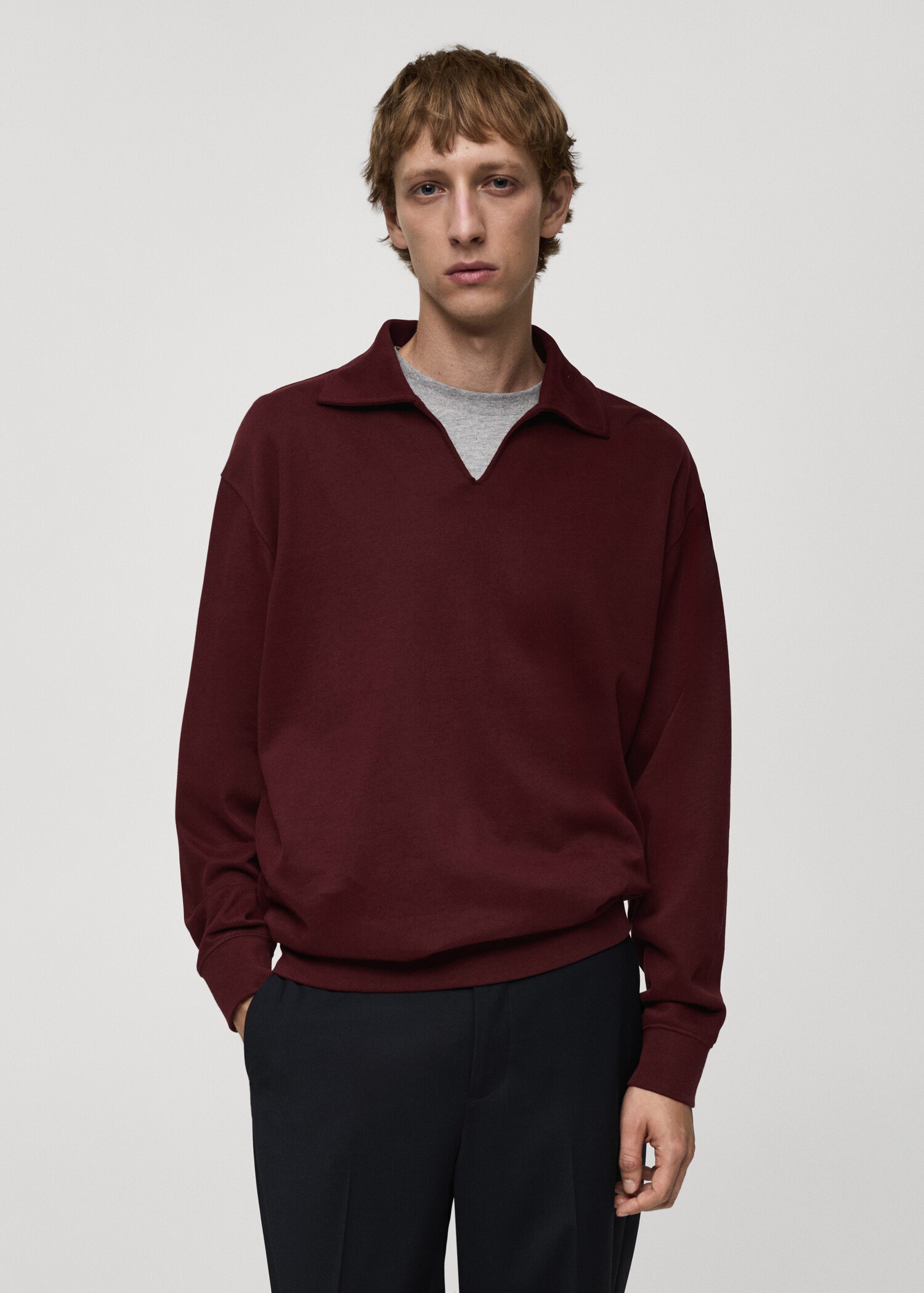 Oversized relaxed-fit polo-neck sweatshirt - Medium plane