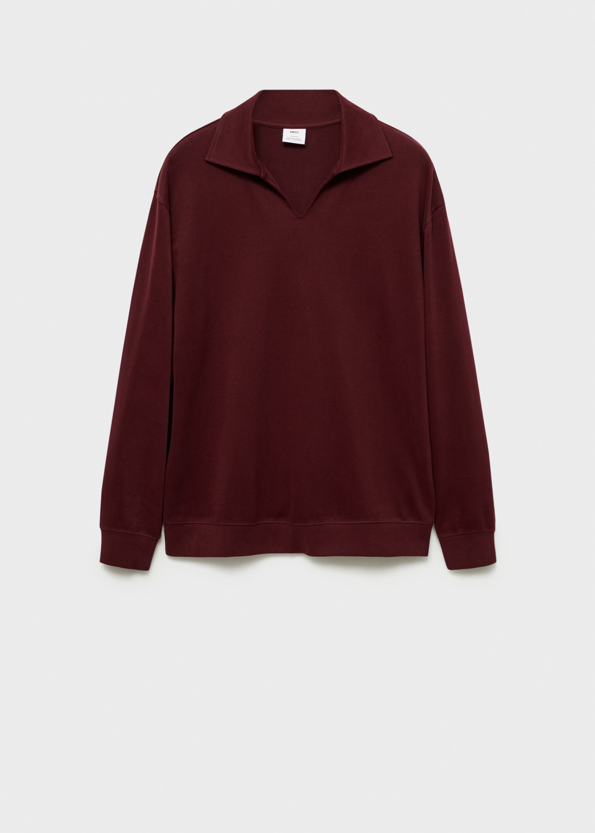 Predimenzionirani relaxed fit pulover s polo ovratnikom - Artikl bez modela, Burgundsko crvena. Ref: 77025641-00.