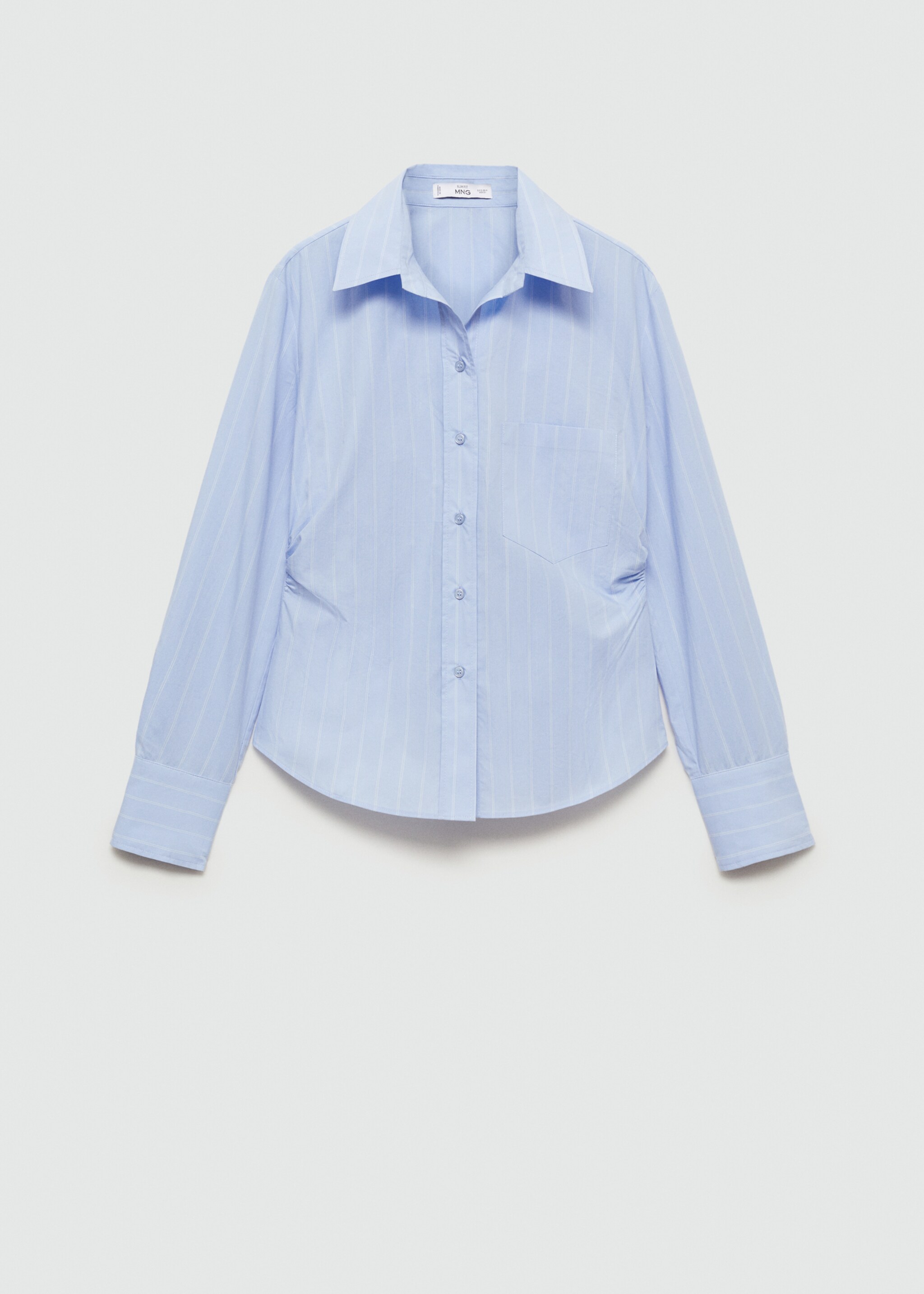 Gathered details cotton shirt - Article without model, Sky Blue. Ref: 77025648-00.