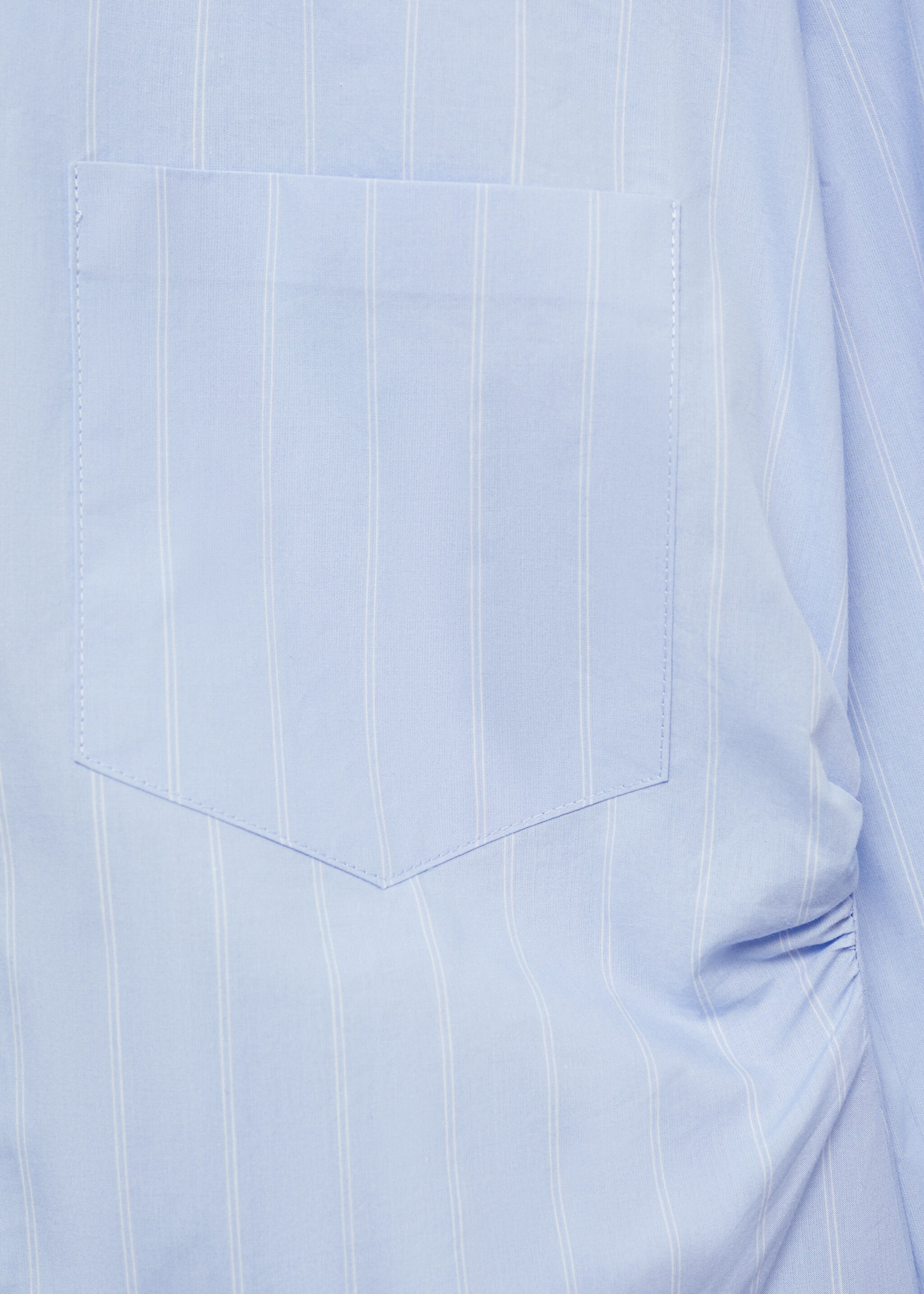 Gathered details cotton shirt - Details of the article 0, Sky Blue. Ref: 77025648-00.