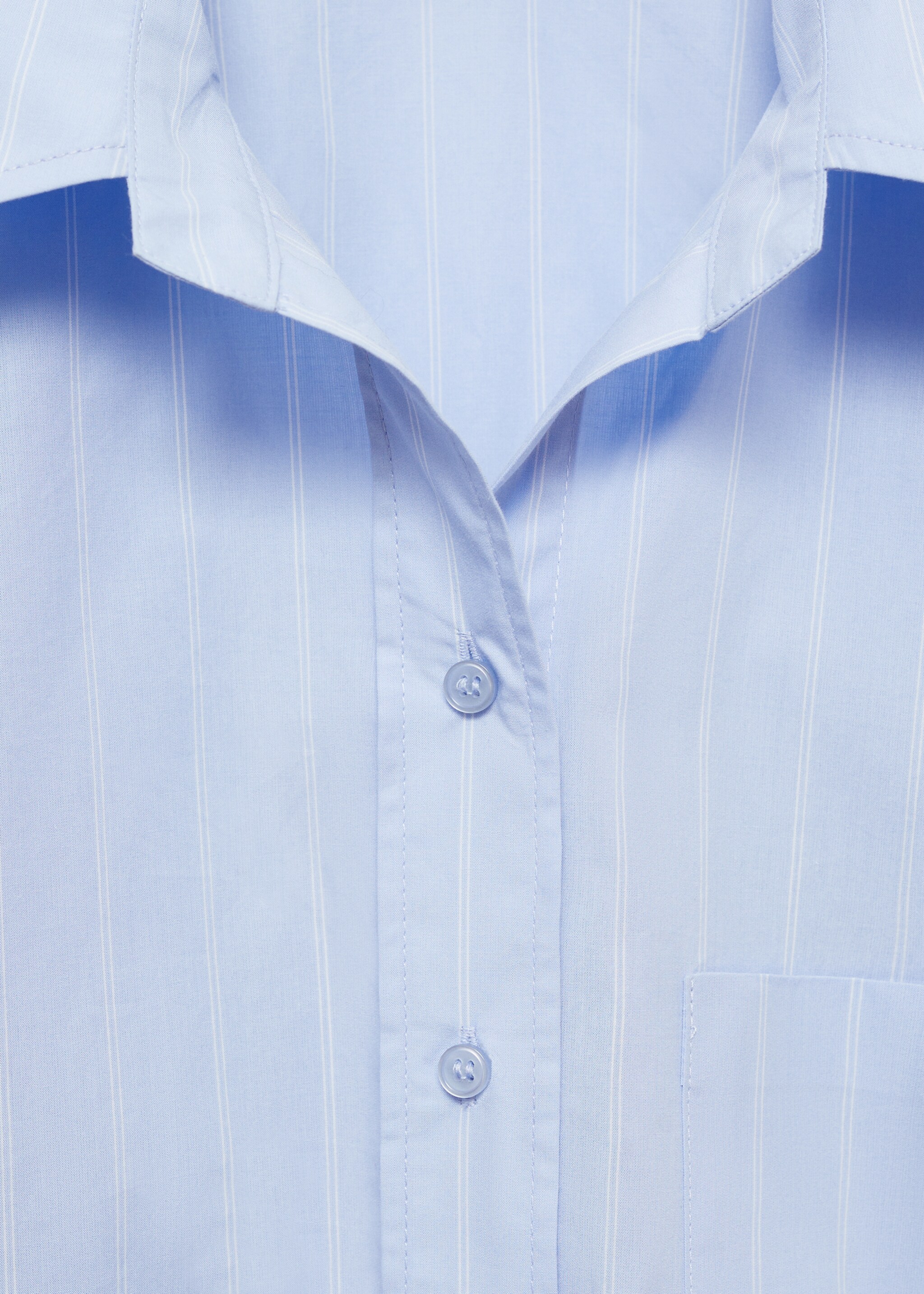 Gathered details cotton shirt - Details of the article 8, Sky Blue. Ref: 77025648-00.