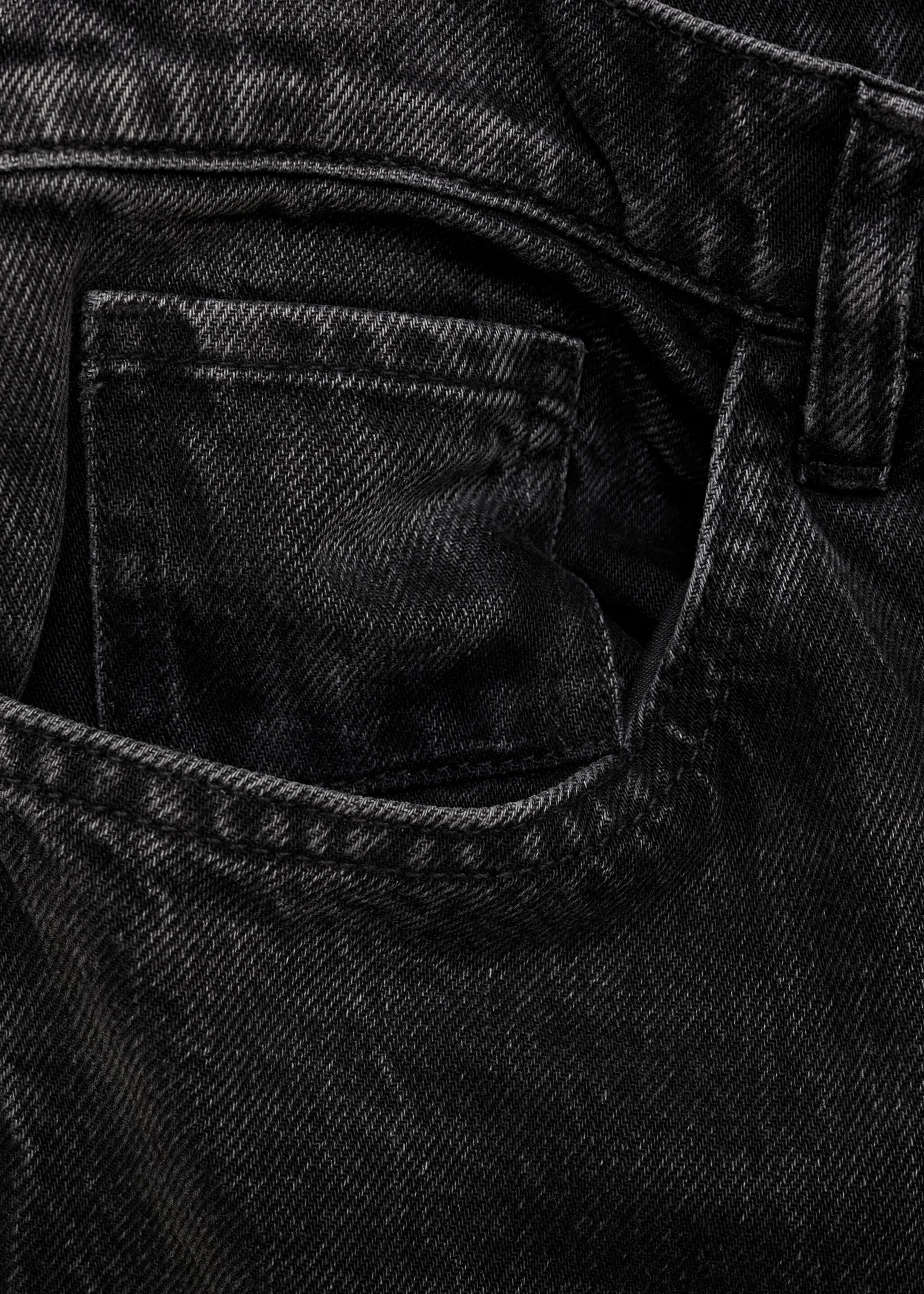Turned-up straight jeans - Details of the article 0, Black denim. Ref: 77025654-00.