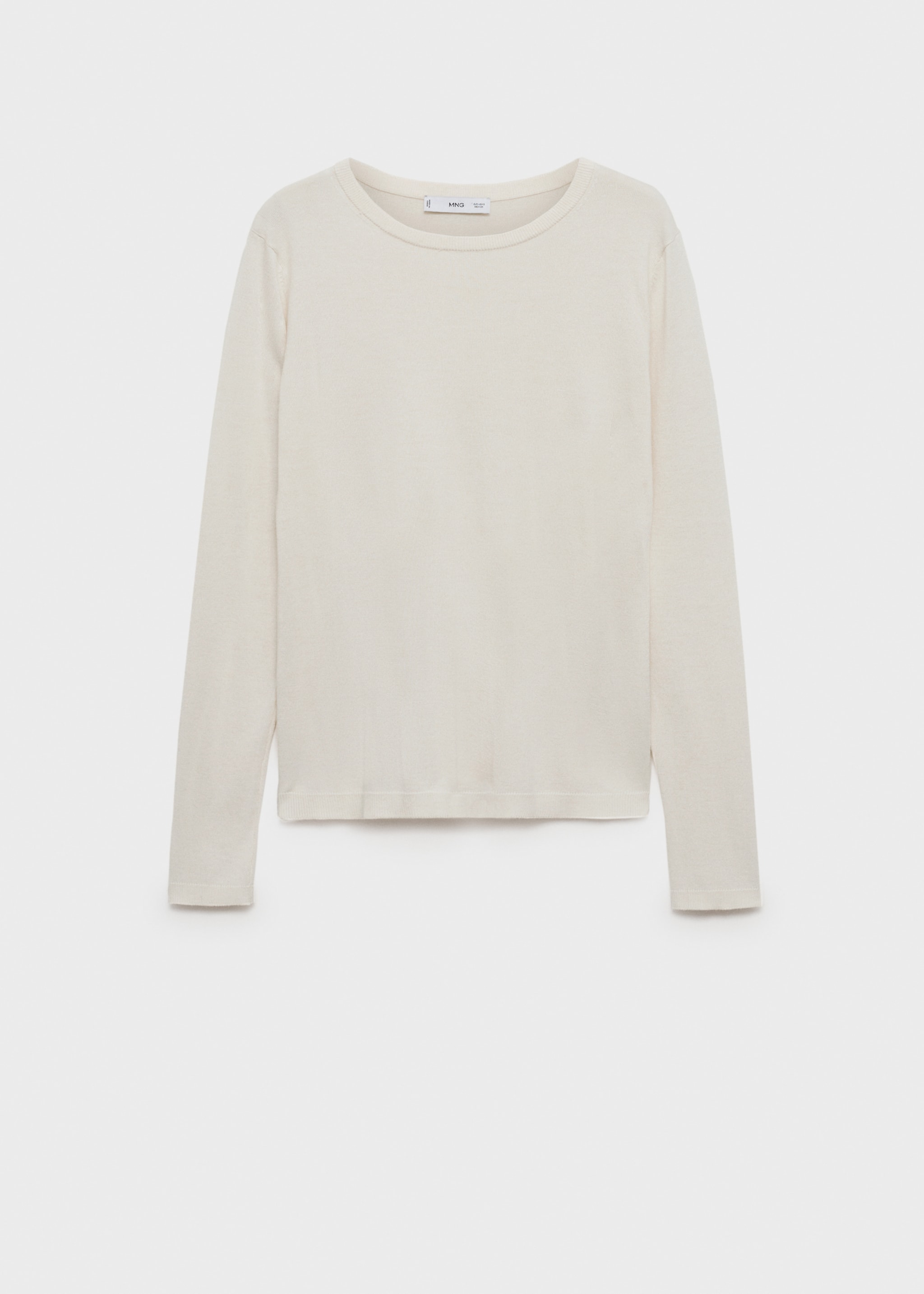 Fine-knit crew-neck sweater - Article without model, Ecru. Ref: 77025656-00.