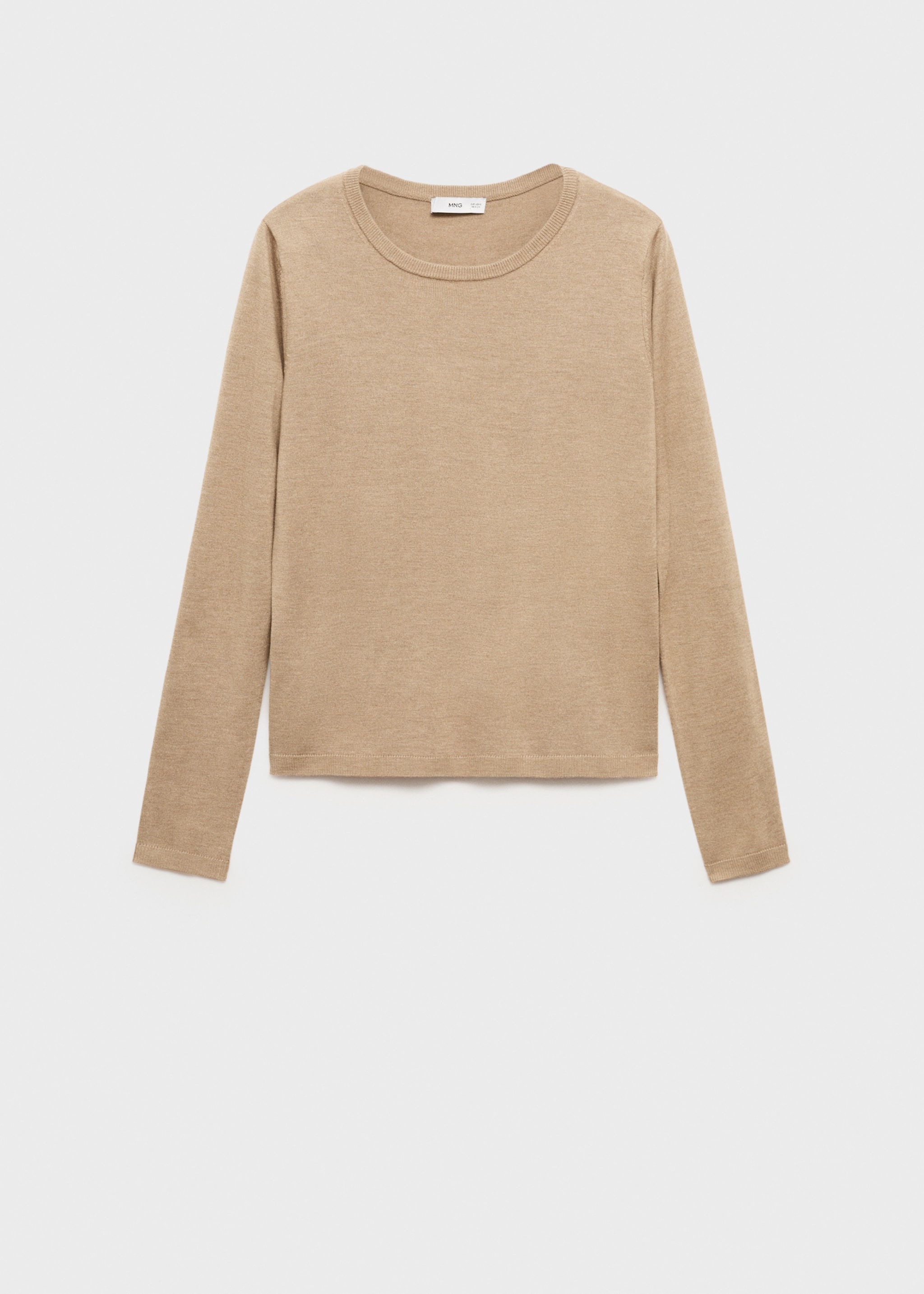 Fine-knit crew-neck sweater - Article without model, Medium Brown. Ref: 77025656-00.