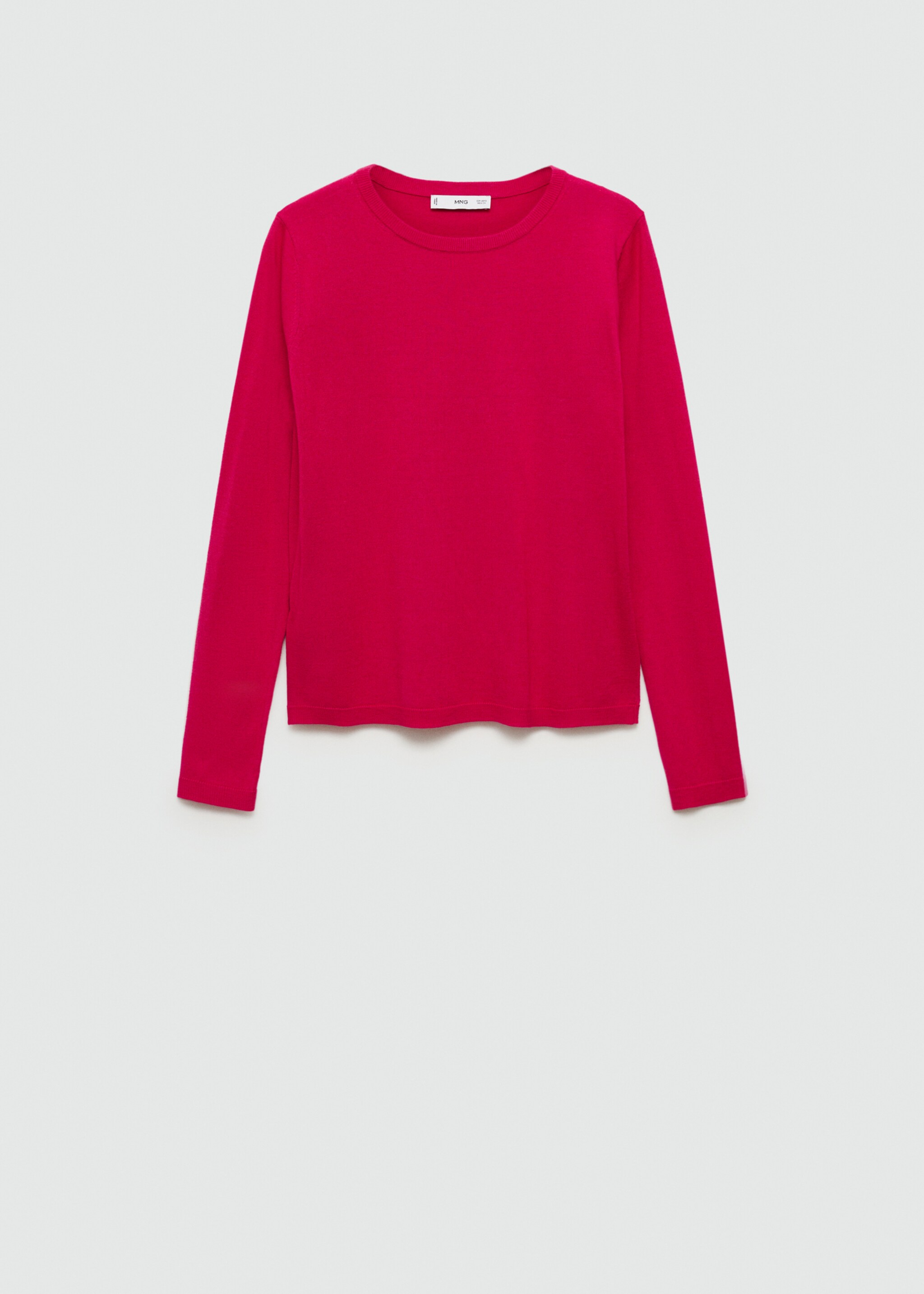 Fine-knit crew-neck sweater - Article without model, Fuchsia. Ref: 77025656-00.