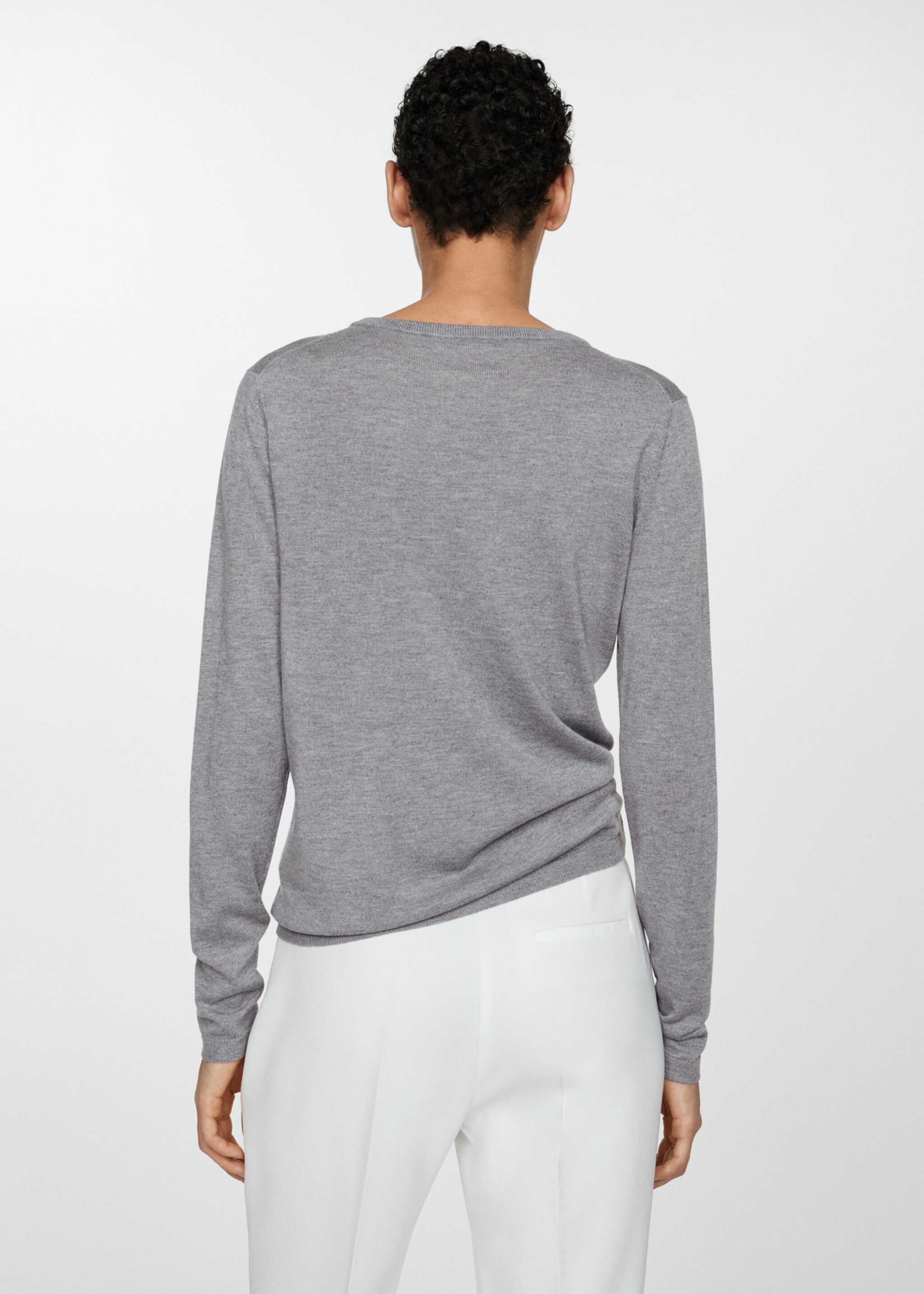 Fine-knit crew-neck sweater - Reverse of the article, Light Heather Grey. Ref: 77025656-00.