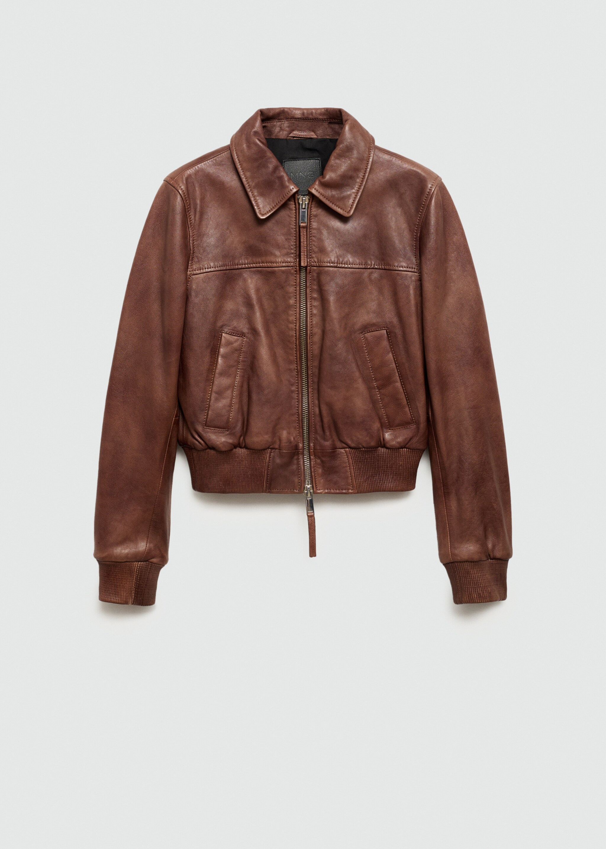 Blouson 100 % cuir - Article sans modèle, Marron. Ref: 77025660-00.