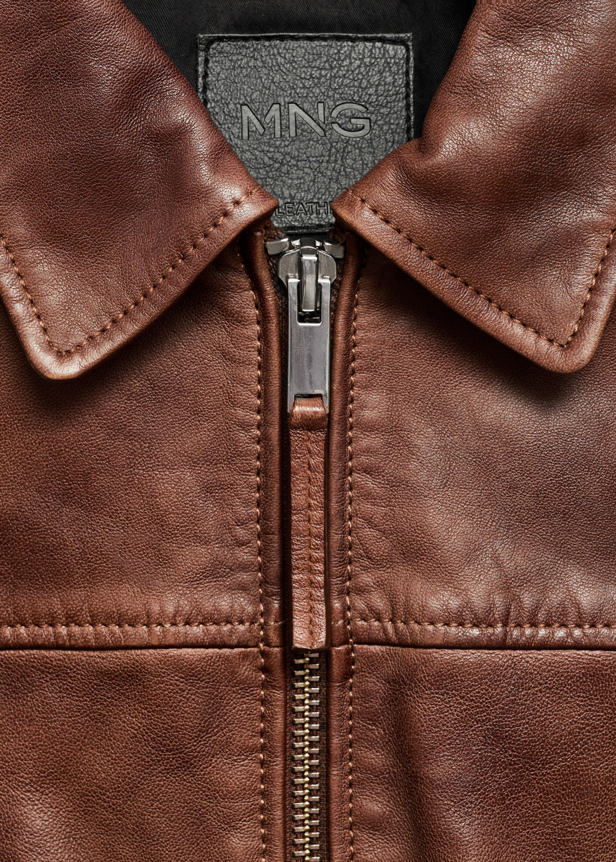 Blouson 100 % cuir - Détail de l'article 8, Marron. Ref: 77025660-00.