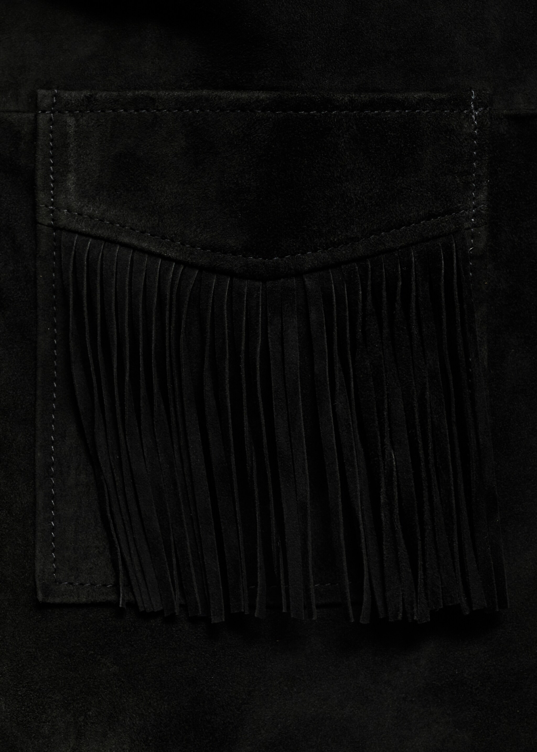 Veste 100 % cuir franges - Détail de l'article 0, Noir. Ref: 77025661-00.