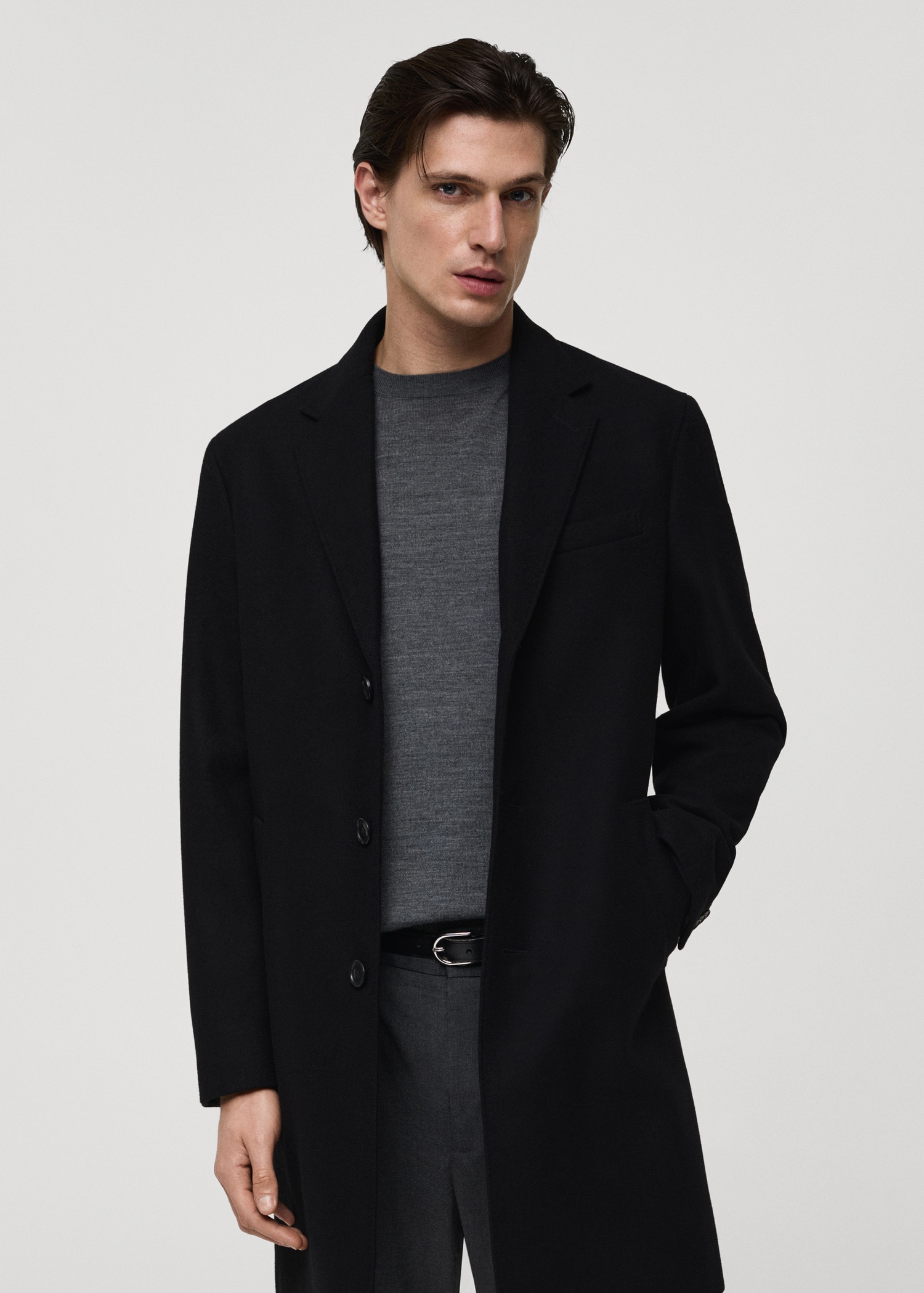 Abrigo largo lana reciclada Hombre MANGO OUTLET - Main Image