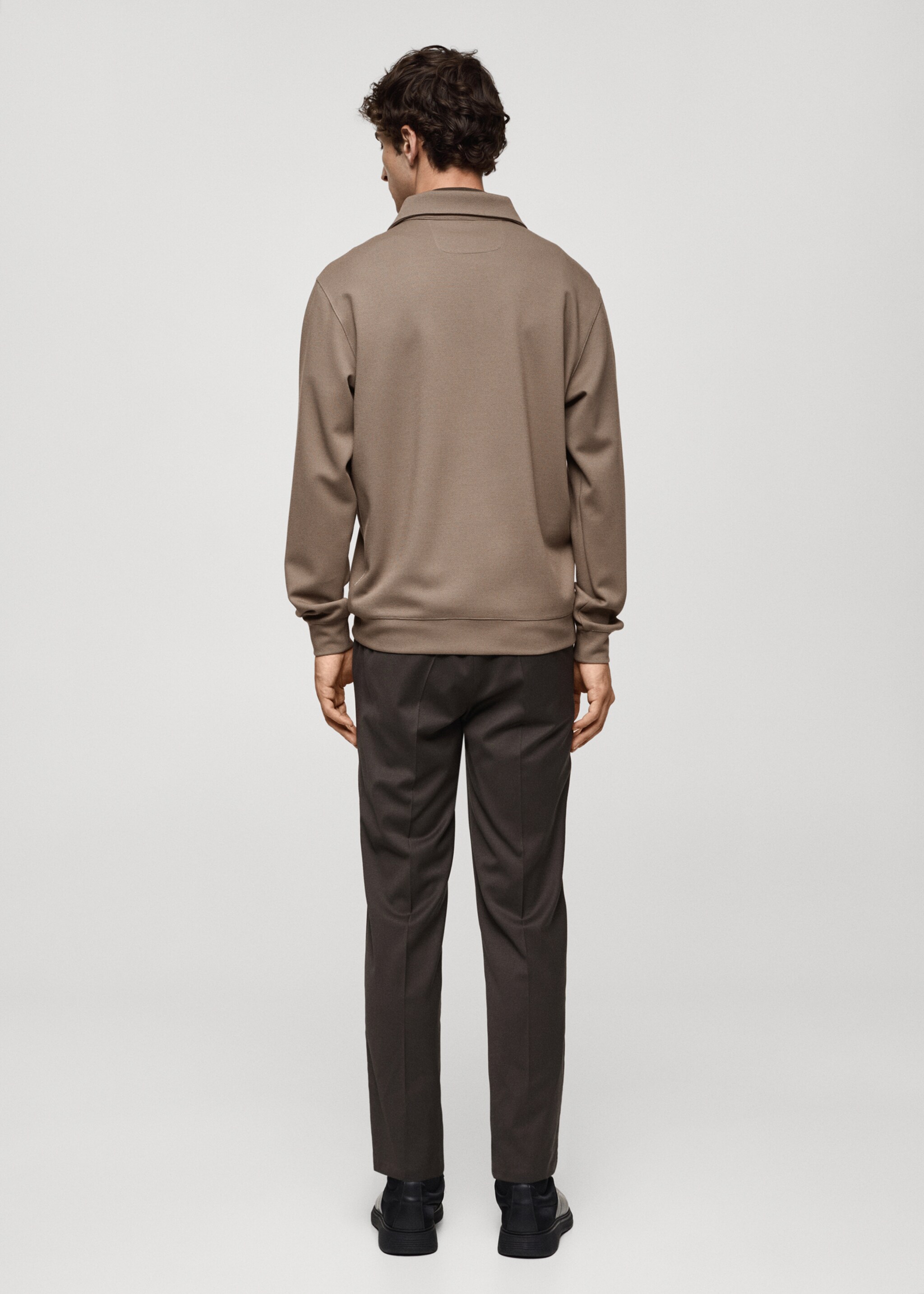 Sweatshirt with anti-odour technology and zip - Reverse of the article, Mink Grey. Ref: 77025969-00.