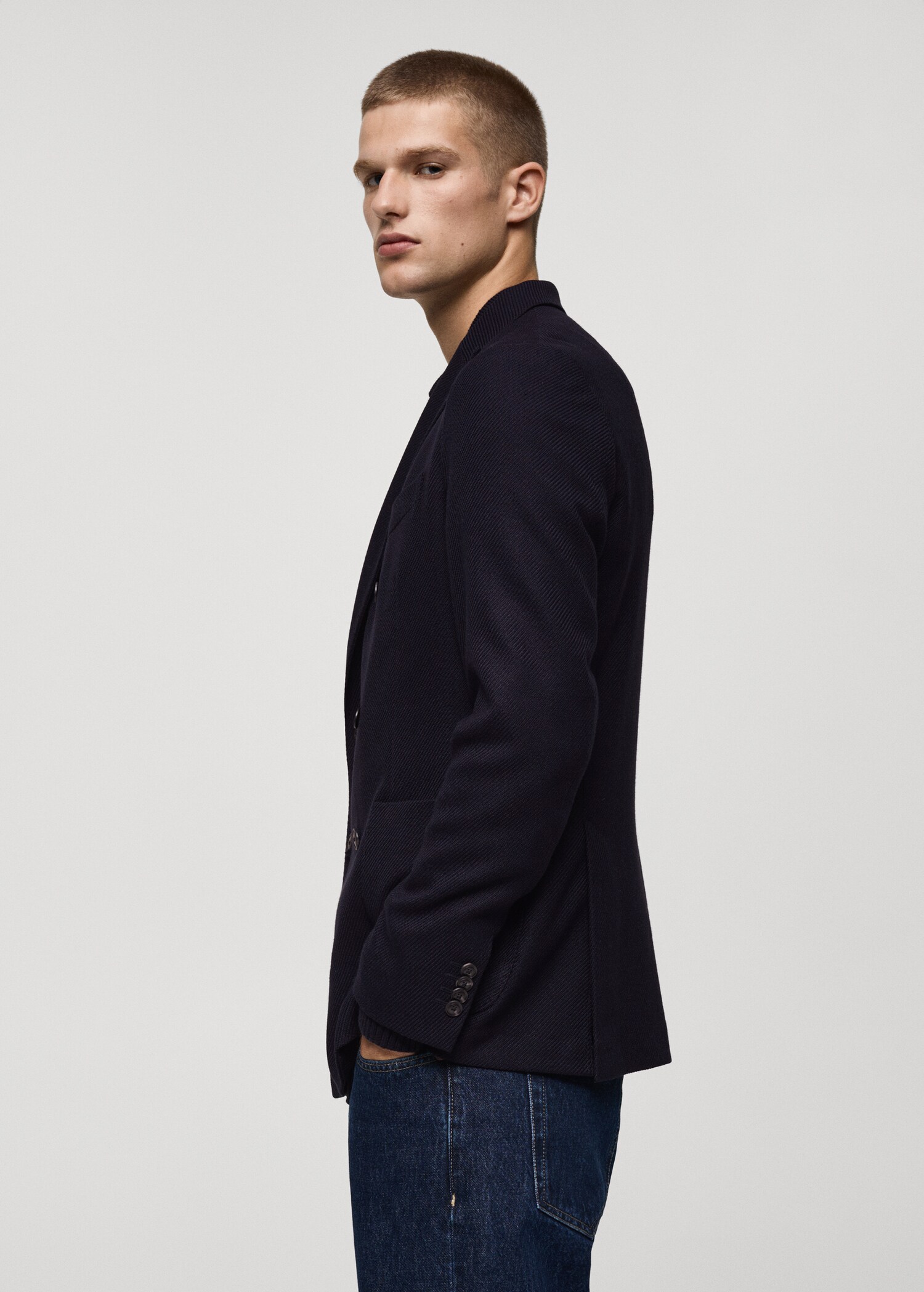 Twill slim-fit double-breasted jacket - Details of the article 2