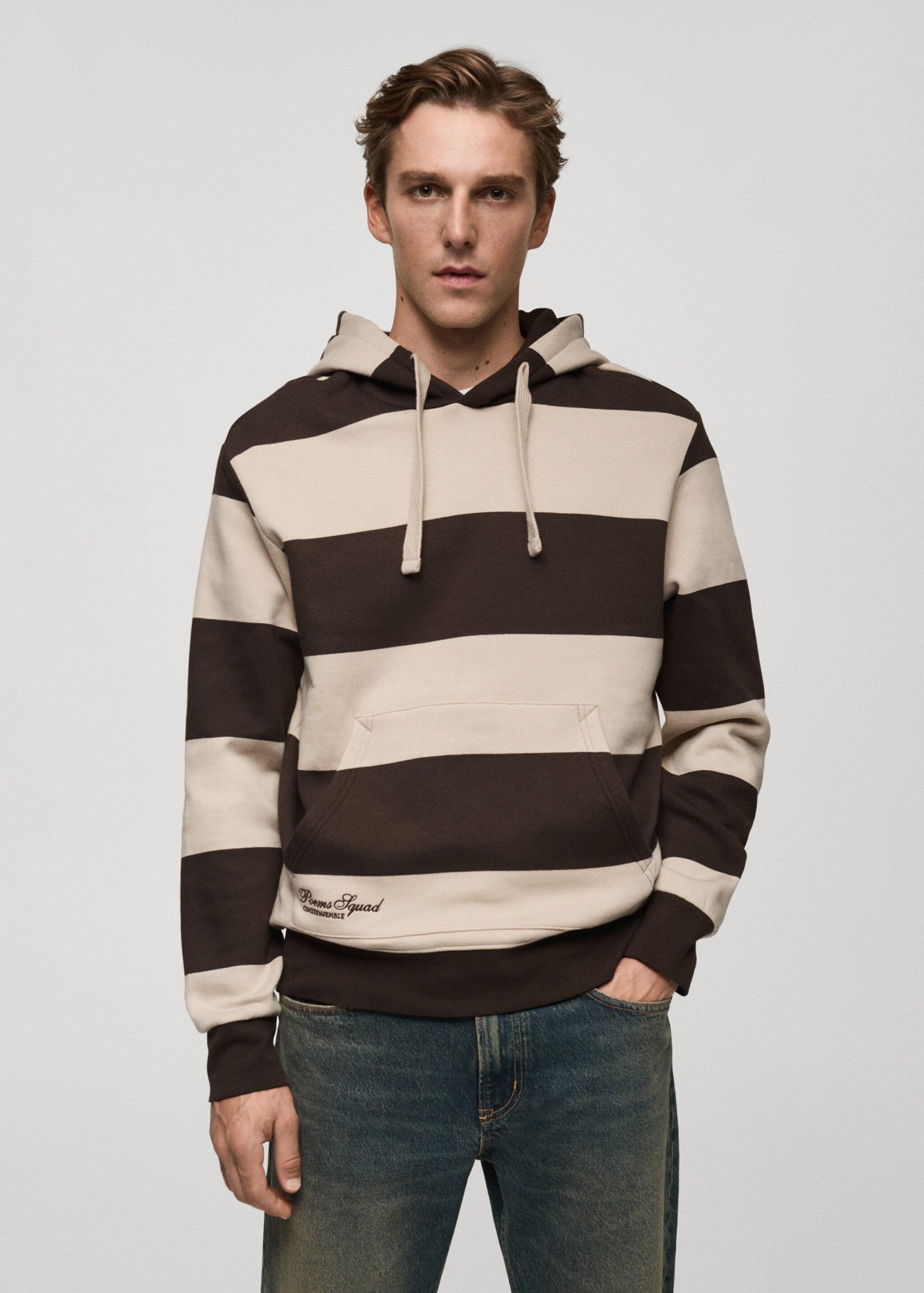 Sudadera rayas capucha - Plano medio